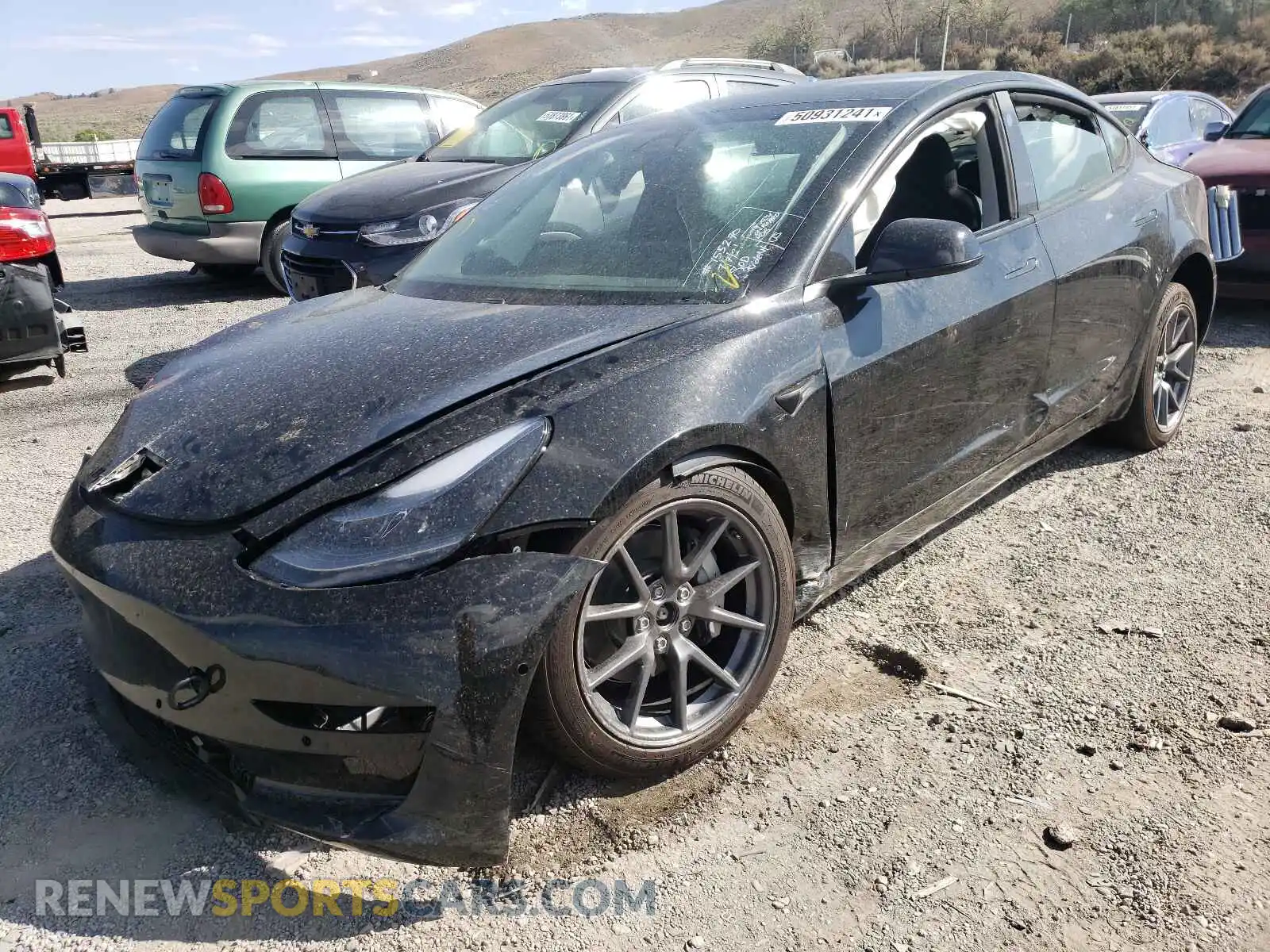 2 Photograph of a damaged car 5YJ3E1EBXMF998759 TESLA MODEL 3 2021