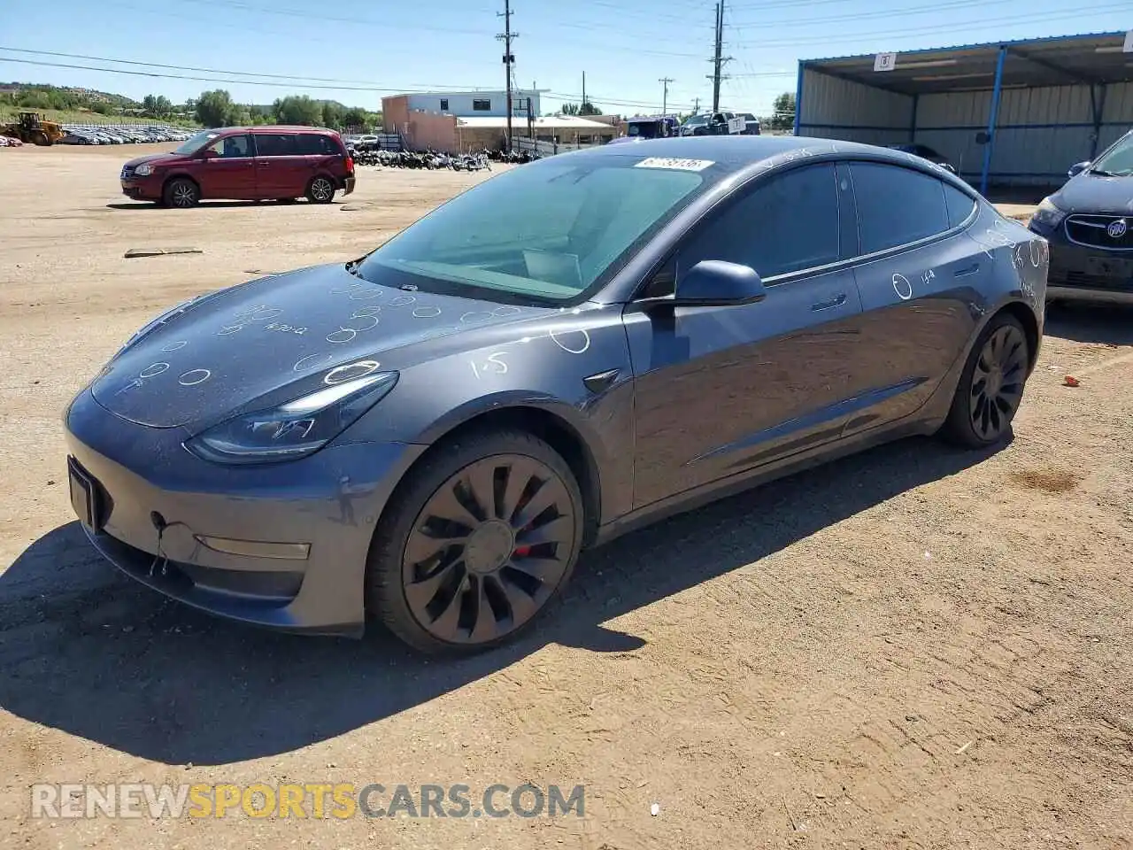 1 Photograph of a damaged car 5YJ3E1EC0MF061170 TESLA MODEL 3 2021