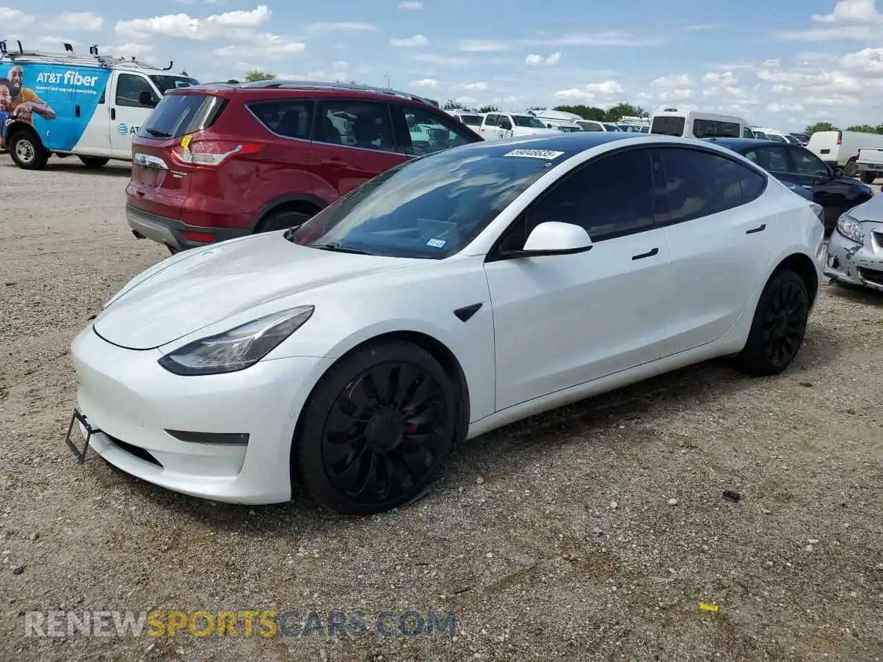 1 Photograph of a damaged car 5YJ3E1EC0MF985057 TESLA MODEL 3 2021
