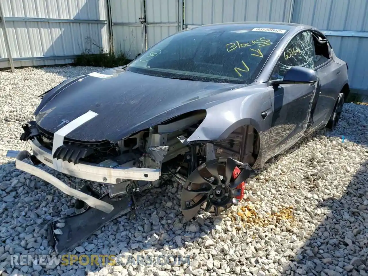 2 Photograph of a damaged car 5YJ3E1EC1MF092511 TESLA MODEL 3 2021