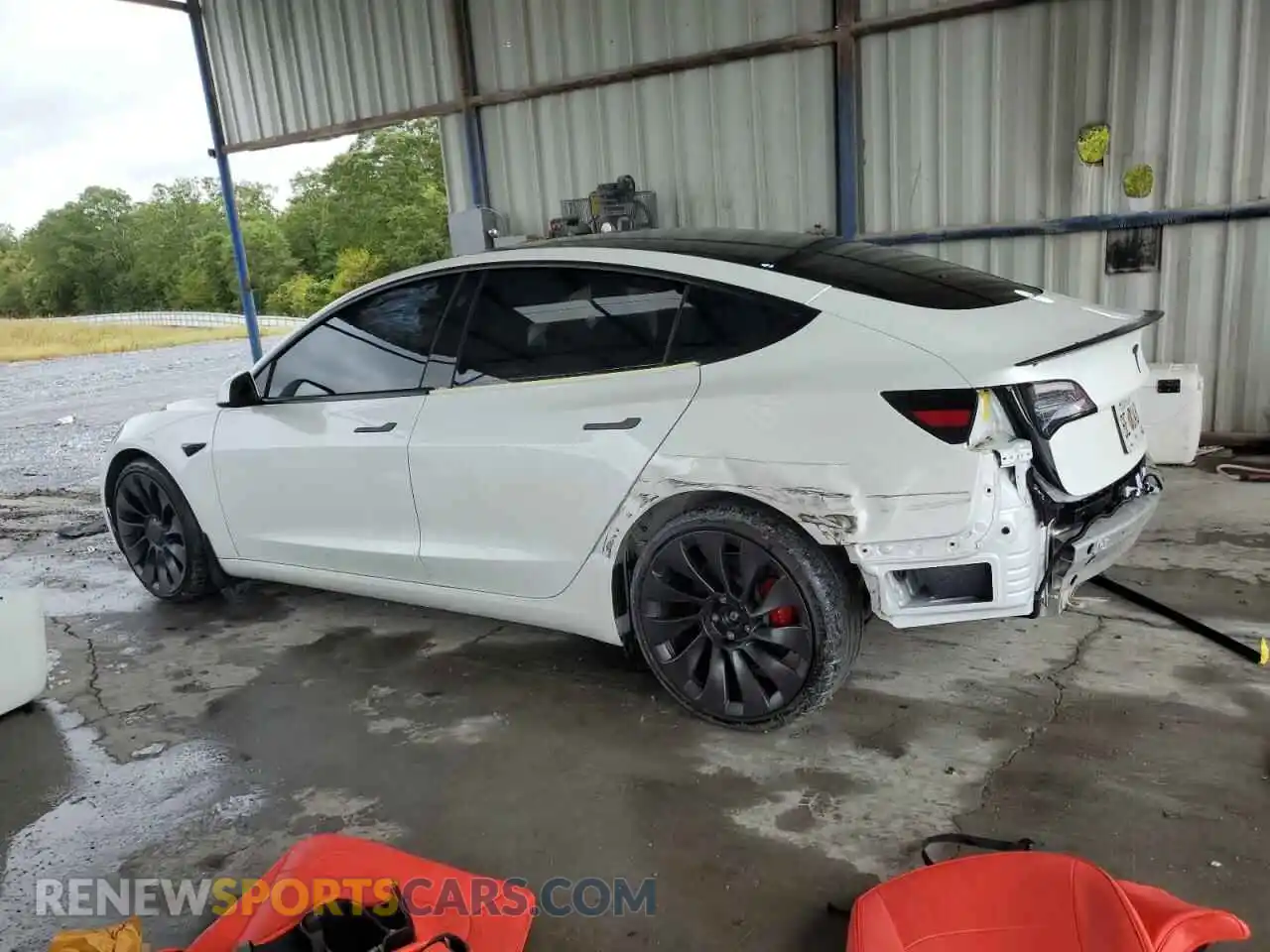 2 Photograph of a damaged car 5YJ3E1EC2MF061168 TESLA MODEL 3 2021
