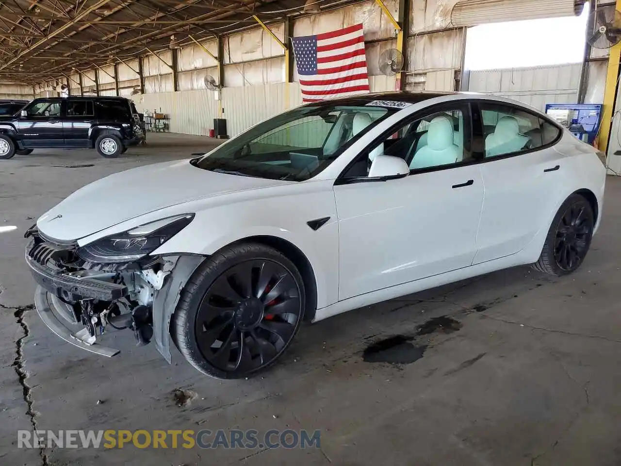 1 Photograph of a damaged car 5YJ3E1EC2MF093120 TESLA MODEL 3 2021