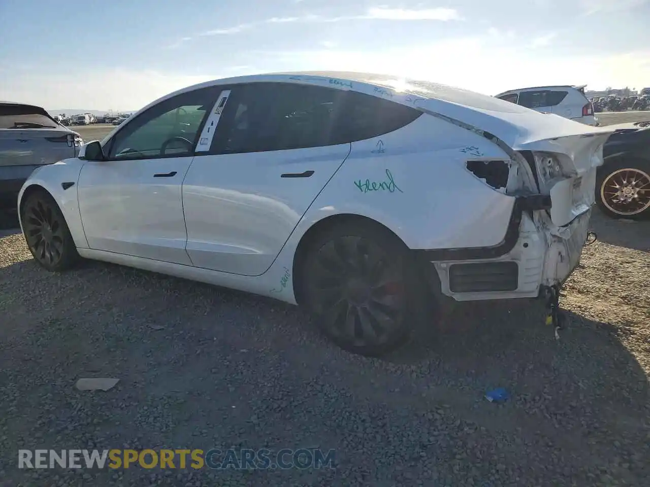 2 fotografías del automóvil dañado 5YJ3E1EC3MF000928 TESLA MODEL 3 2021