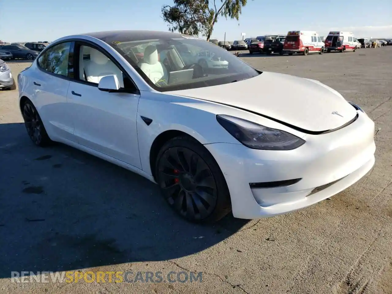 1 Photograph of a damaged car 5YJ3E1EC3MF020225 TESLA MODEL 3 2021