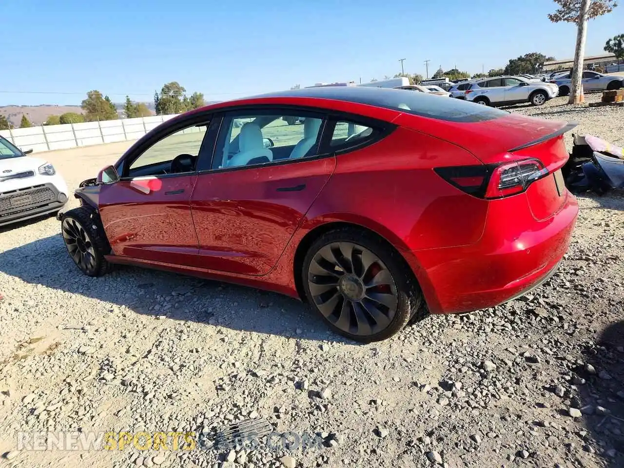 2 fotografías del automóvil dañado 5YJ3E1EC4MF936329 TESLA MODEL 3 2021