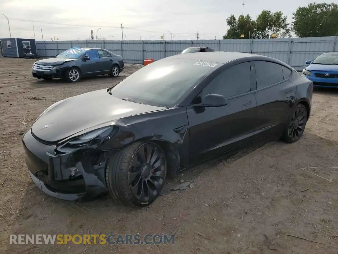 1 Photograph of a damaged car 5YJ3E1EC5MF044025 TESLA MODEL 3 2021