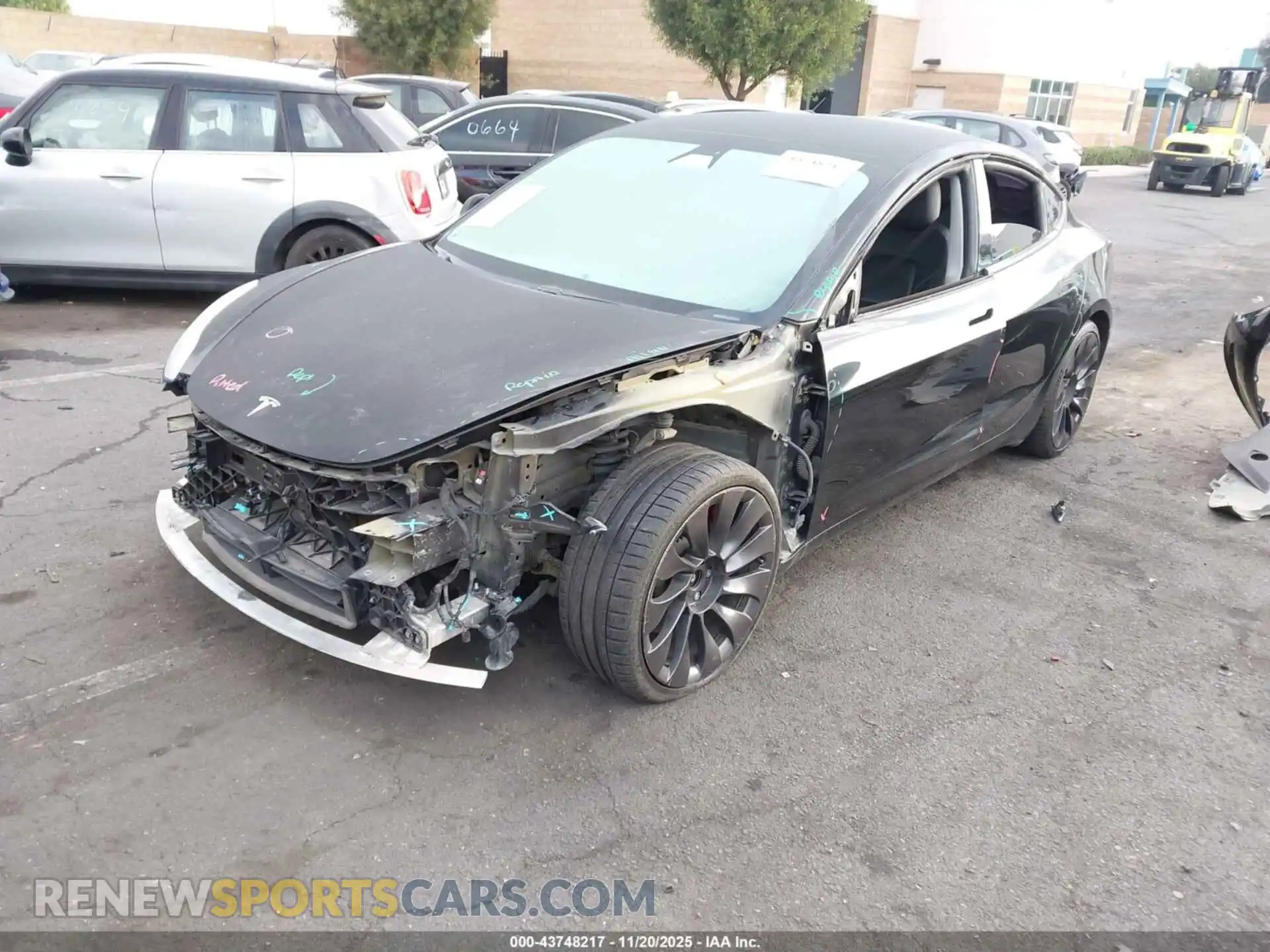 2 fotografías del automóvil dañado 5YJ3E1EC9MF034744 TESLA MODEL 3 2021