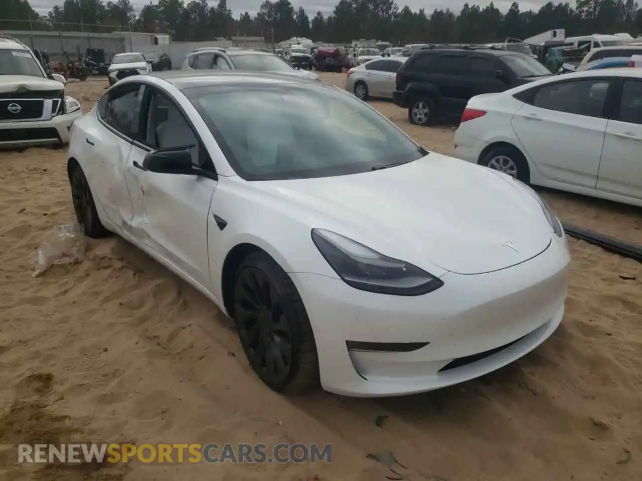 1 Photograph of a damaged car 5YJ3E1ECXMF035515 TESLA MODEL 3 2021