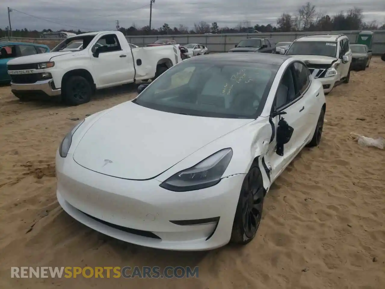 2 Photograph of a damaged car 5YJ3E1ECXMF035515 TESLA MODEL 3 2021