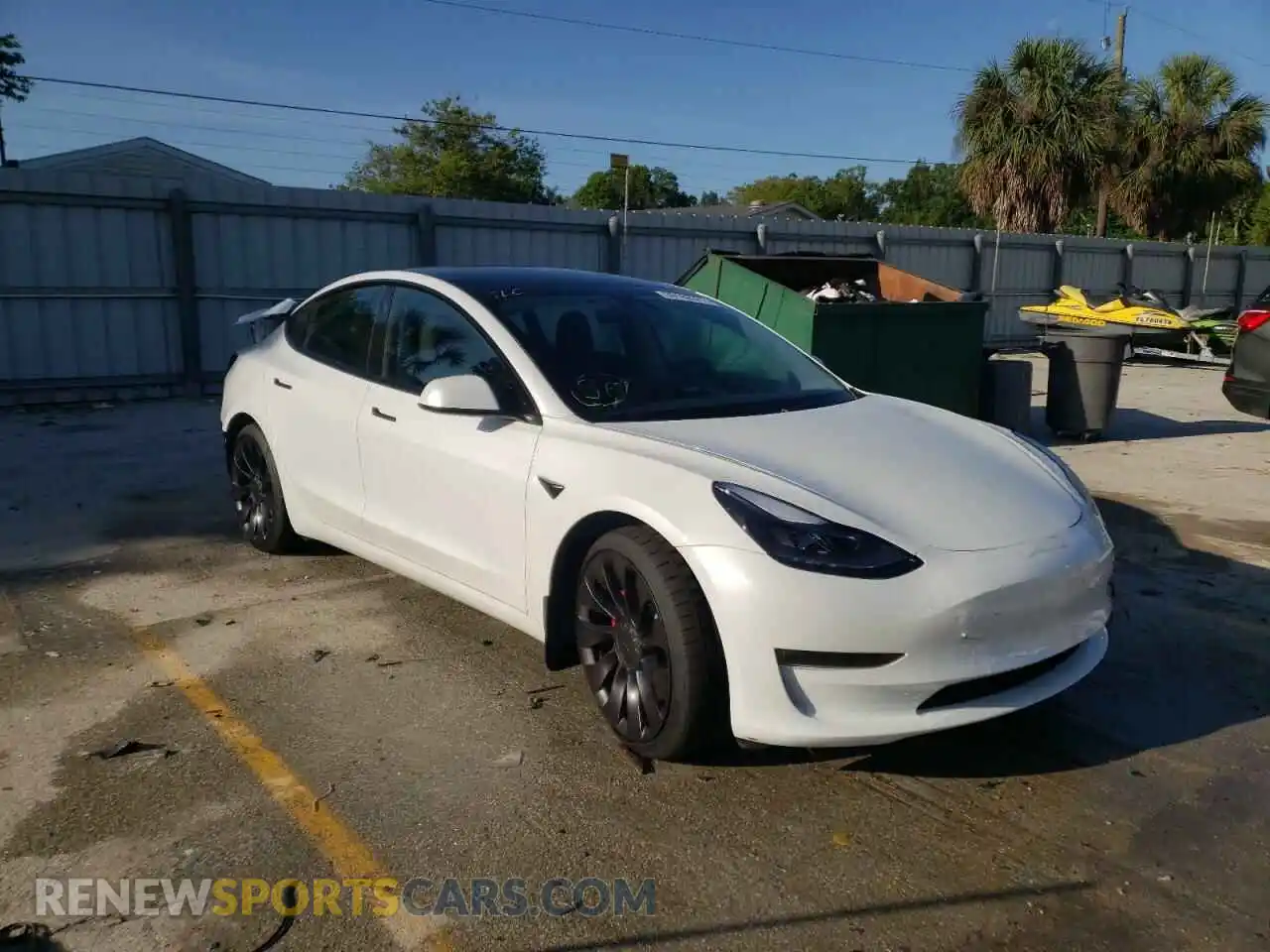 1 Photograph of a damaged car 5YJ3E1ECXMF991058 TESLA MODEL 3 2021