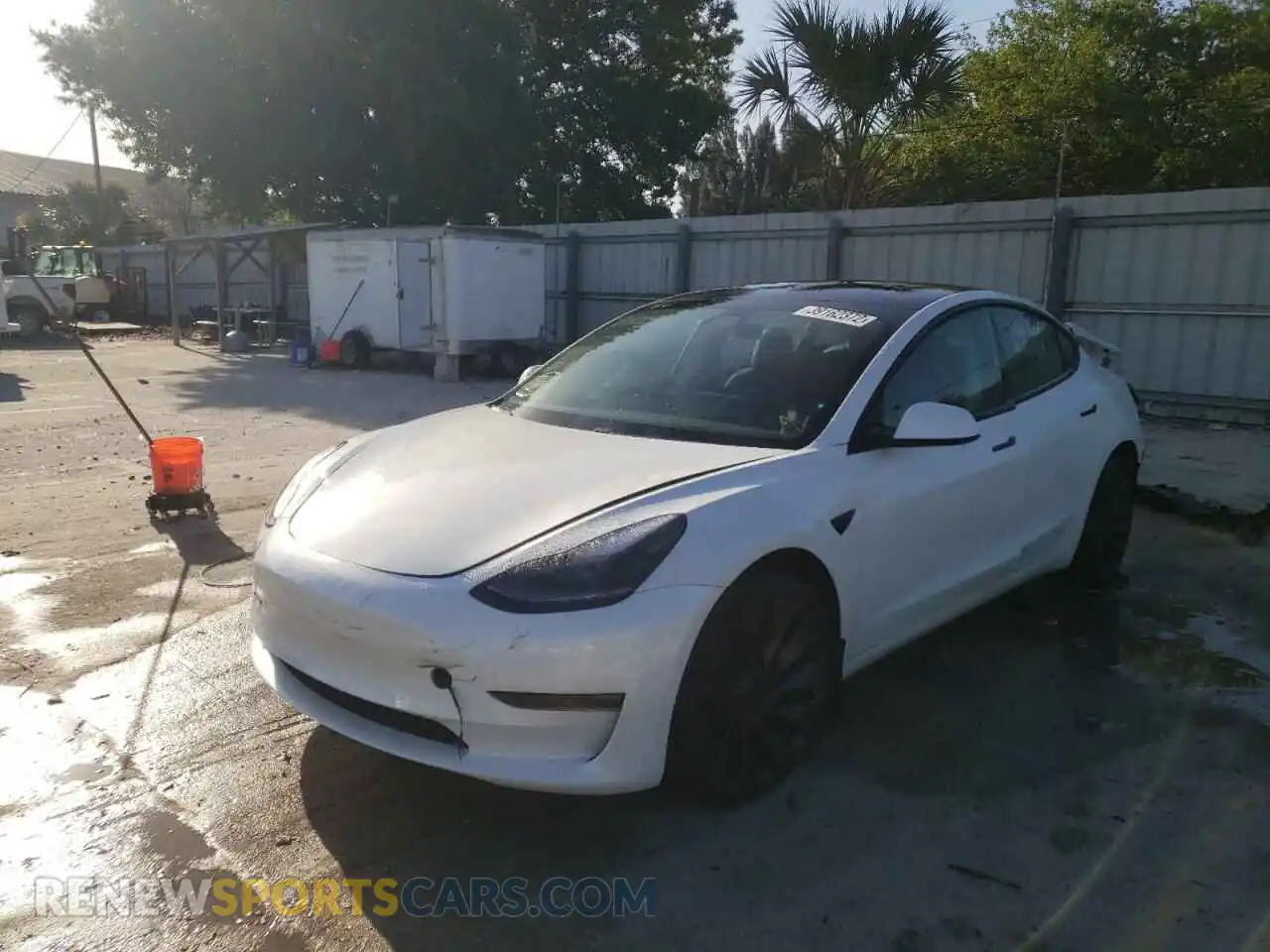 2 Photograph of a damaged car 5YJ3E1ECXMF991058 TESLA MODEL 3 2021