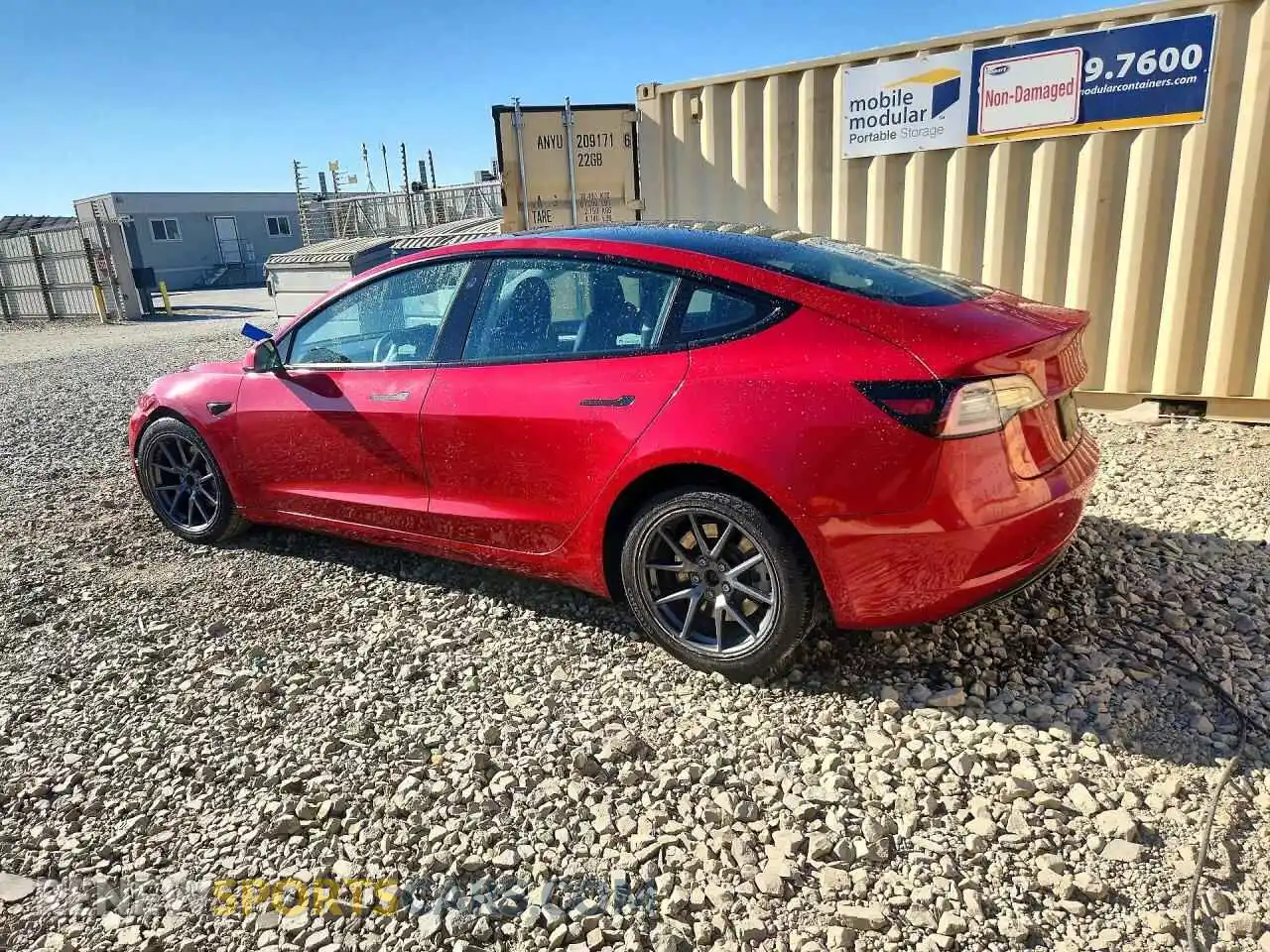 2 fotografías del automóvil dañado 5YJ3E1EA0NF288908 TESLA MODEL 3 2022