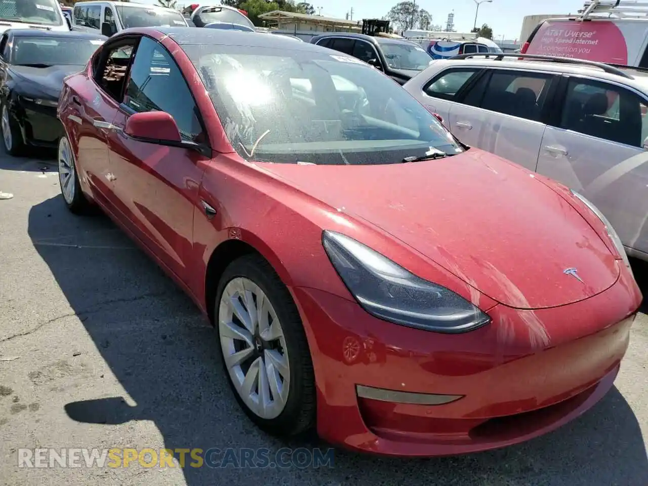 1 Photograph of a damaged car 5YJ3E1EA1NF144140 TESLA MODEL 3 2022