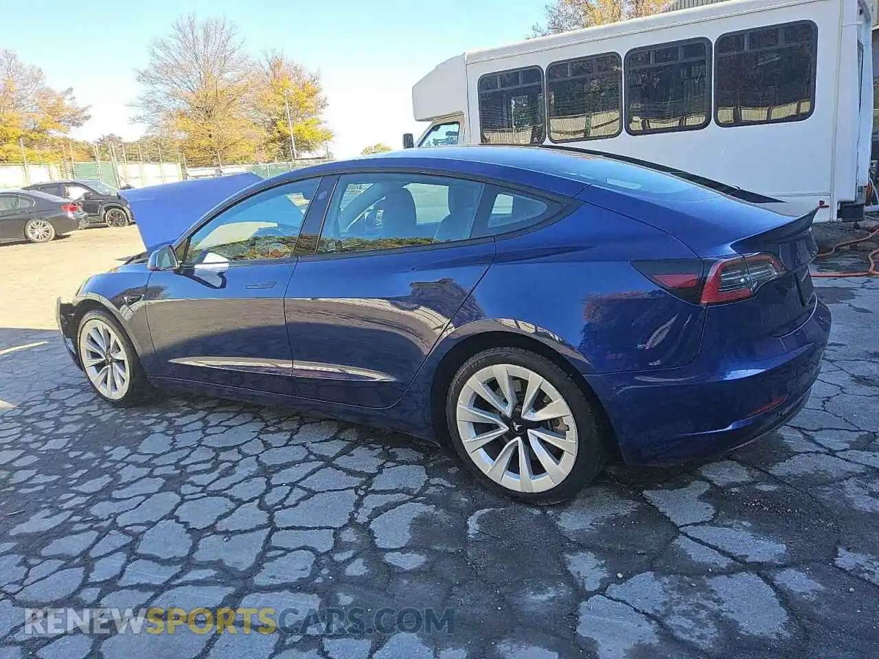 2 Photograph of a damaged car 5YJ3E1EA1NF189661 TESLA MODEL 3 2022