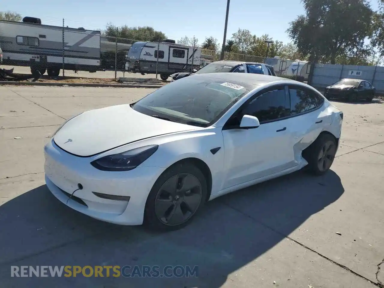 1 Photograph of a damaged car 5YJ3E1EA2NF354701 TESLA MODEL 3 2022