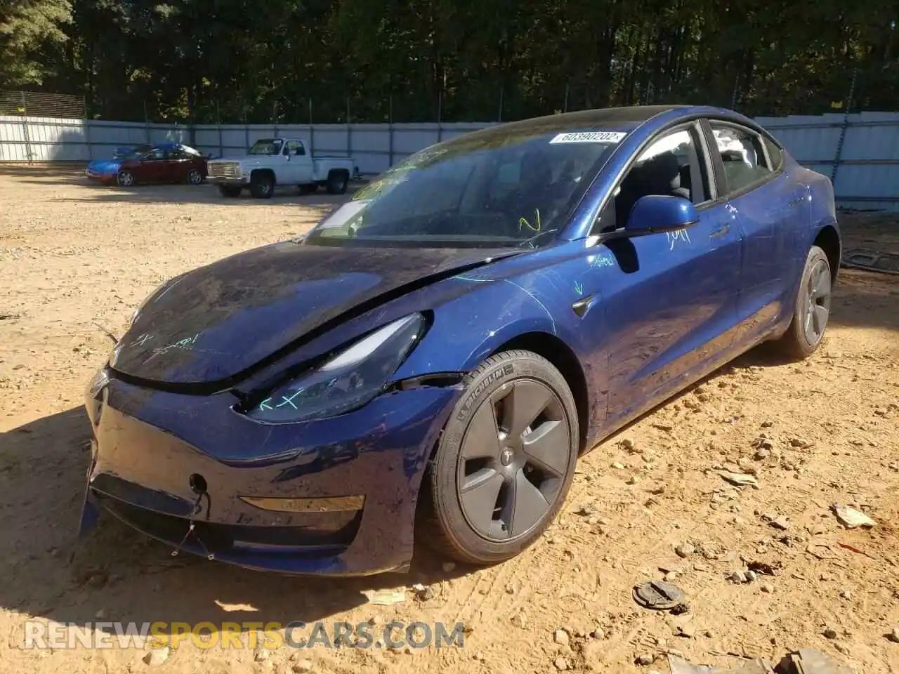 2 Photograph of a damaged car 5YJ3E1EA3NF237869 TESLA MODEL 3 2022