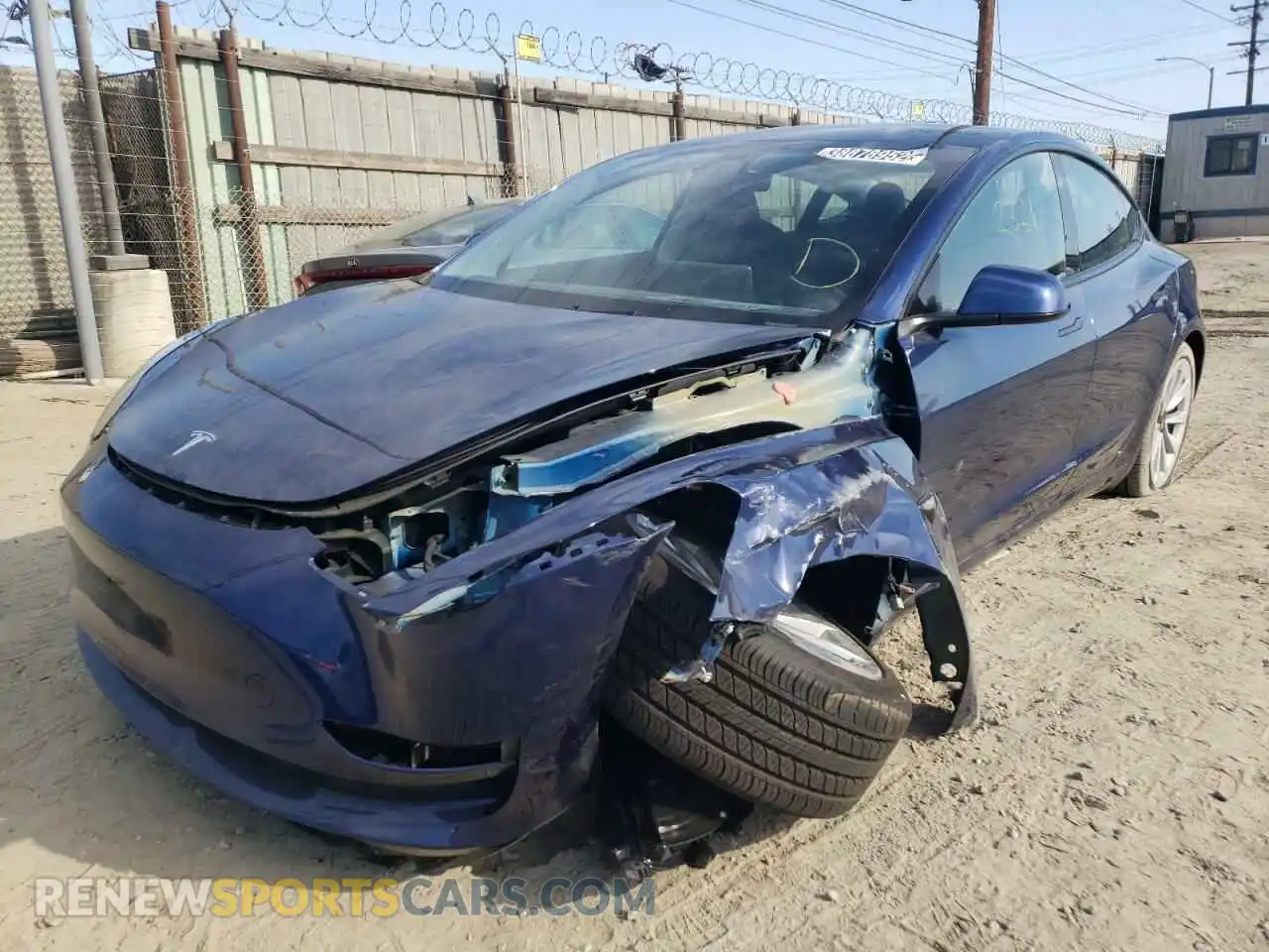 2 Photograph of a damaged car 5YJ3E1EA4NF144536 TESLA MODEL 3 2022