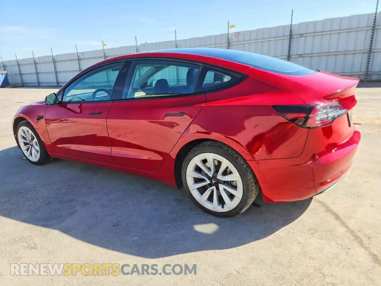2 Photograph of a damaged car 5YJ3E1EA4NF303880 TESLA MODEL 3 2022