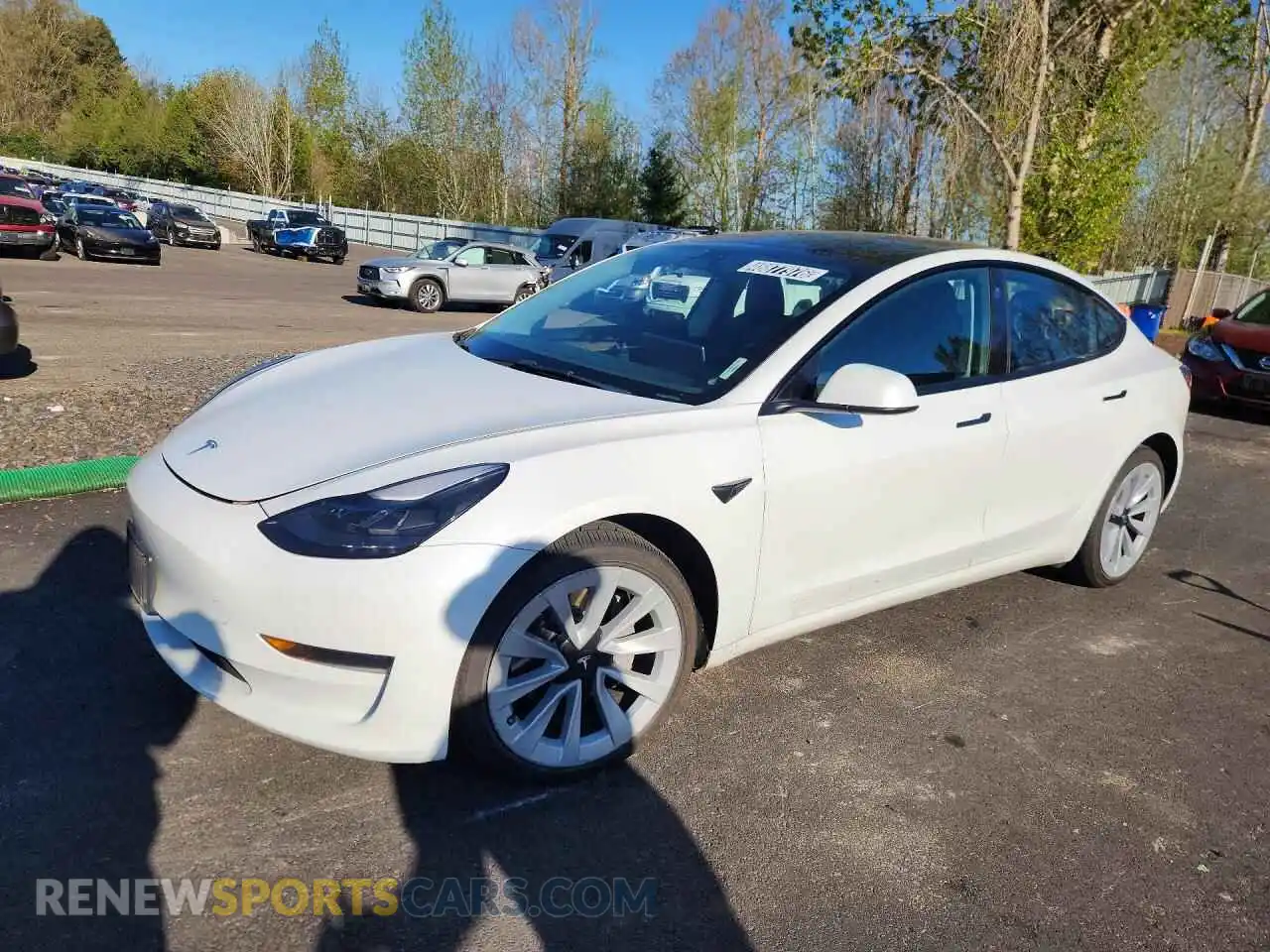 1 Photograph of a damaged car 5YJ3E1EA6NF368701 TESLA MODEL 3 2022