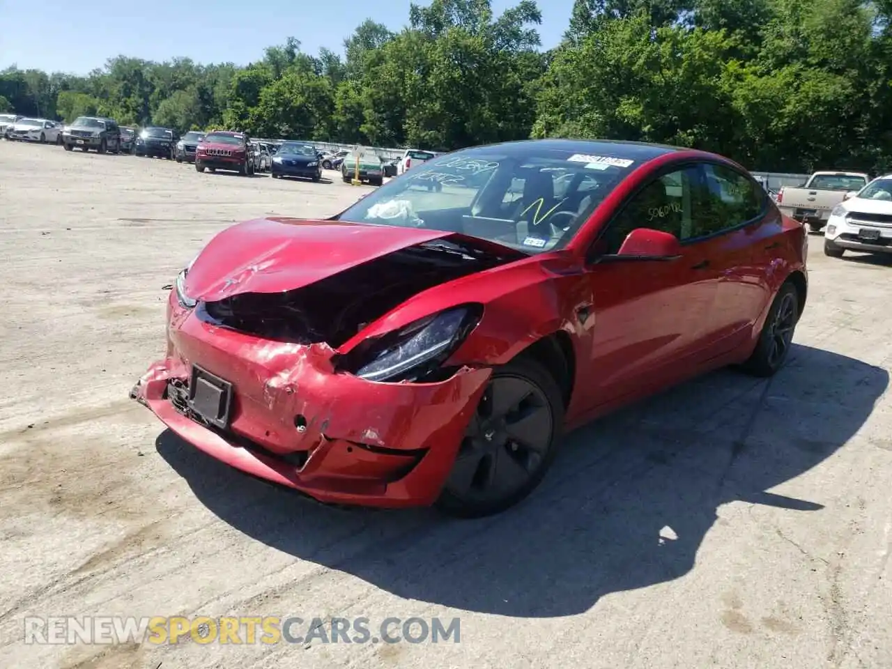 2 Photograph of a damaged car 5YJ3E1EA8NF190659 TESLA MODEL 3 2022