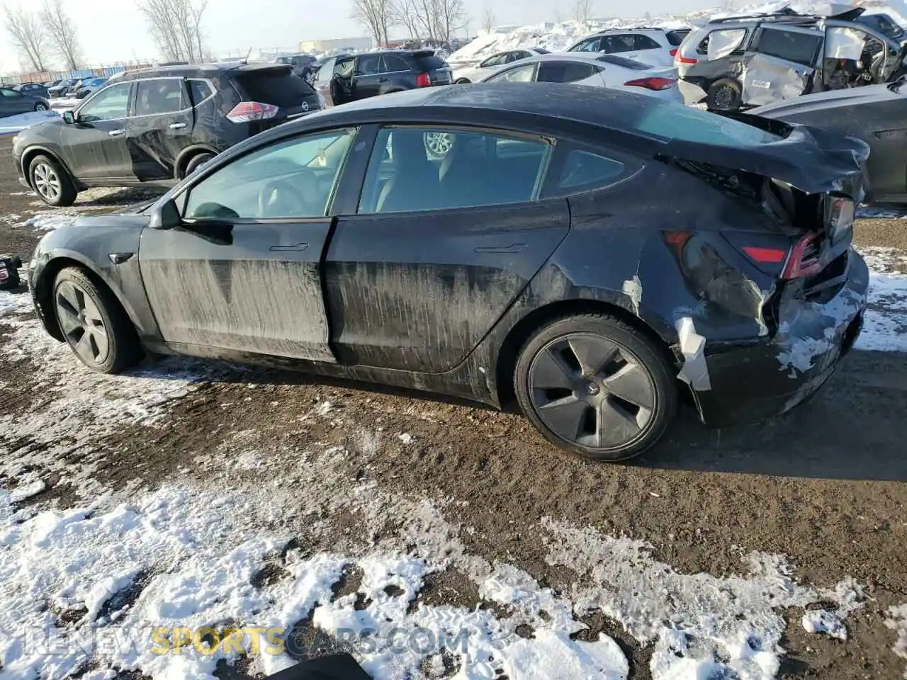 2 Photograph of a damaged car 5YJ3E1EA9NF169853 TESLA MODEL 3 2022