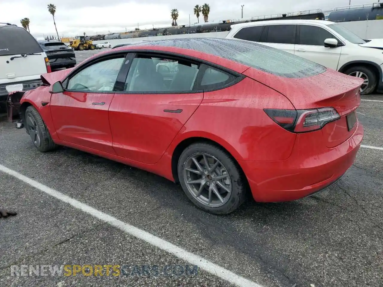 2 Photograph of a damaged car 5YJ3E1EA9NF287112 TESLA MODEL 3 2022