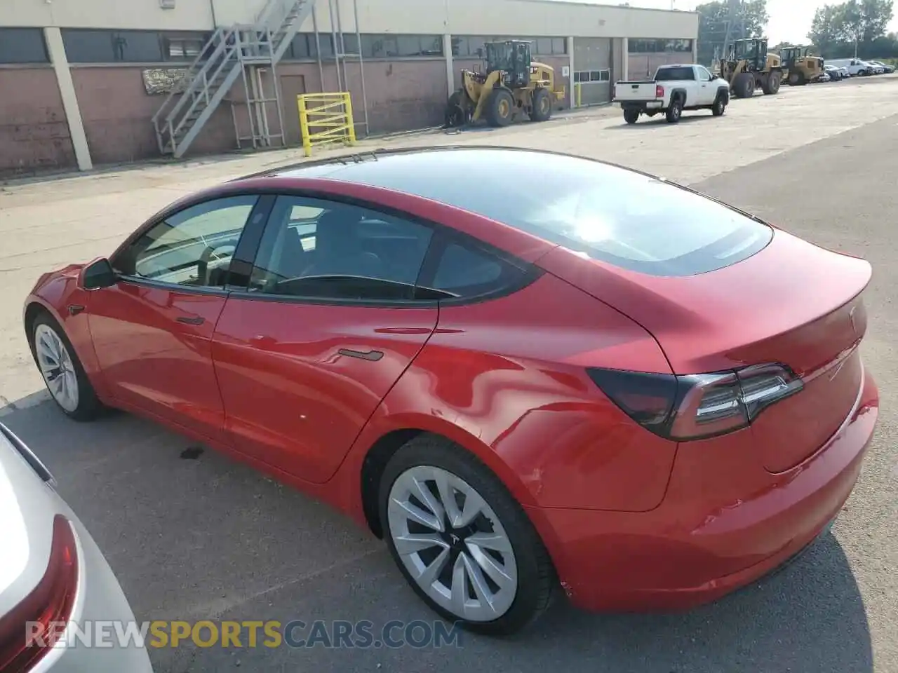 2 Photograph of a damaged car 5YJ3E1EA9NF304751 TESLA MODEL 3 2022