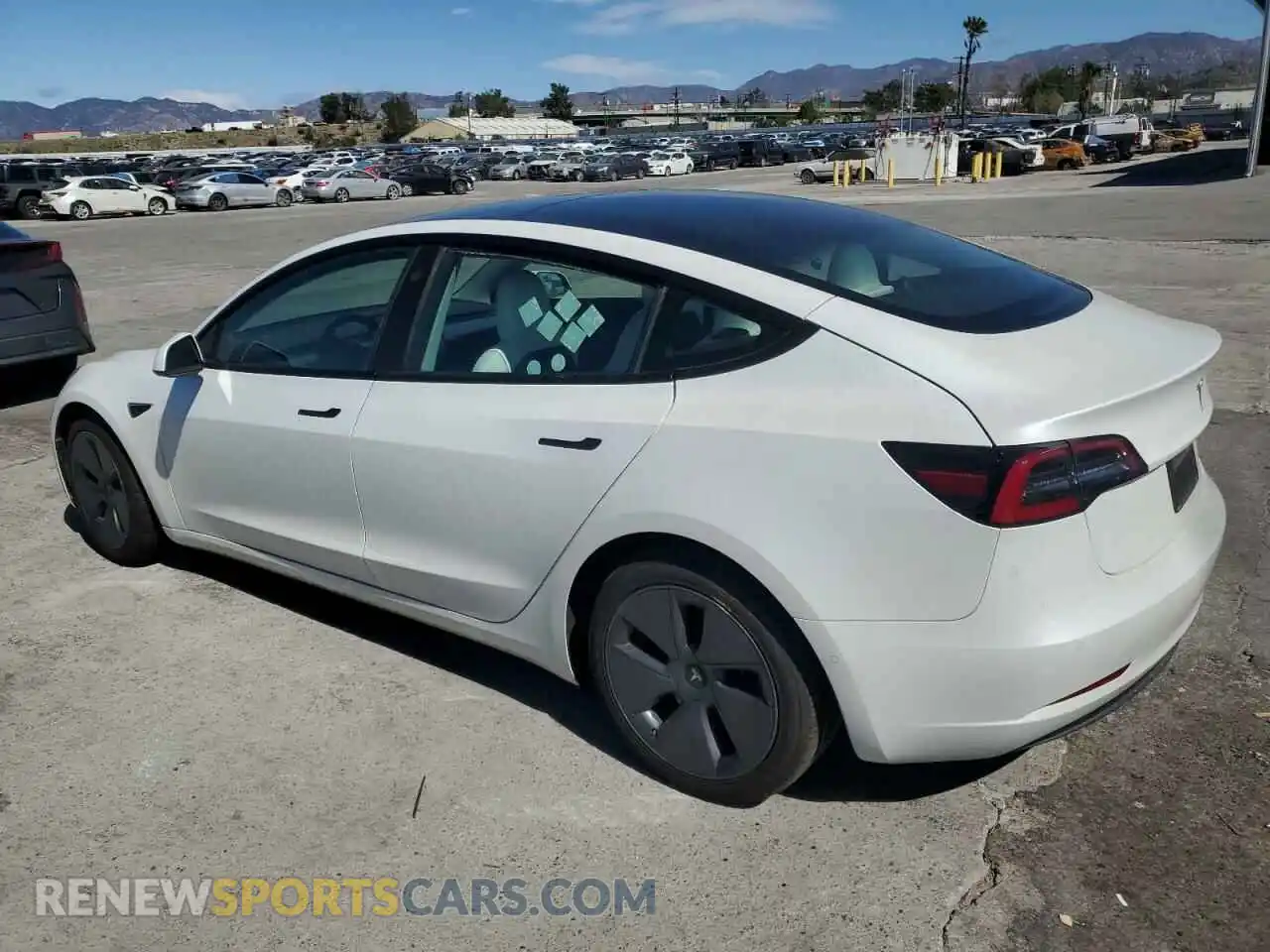 2 Photograph of a damaged car 5YJ3E1EAXNF203914 TESLA MODEL 3 2022