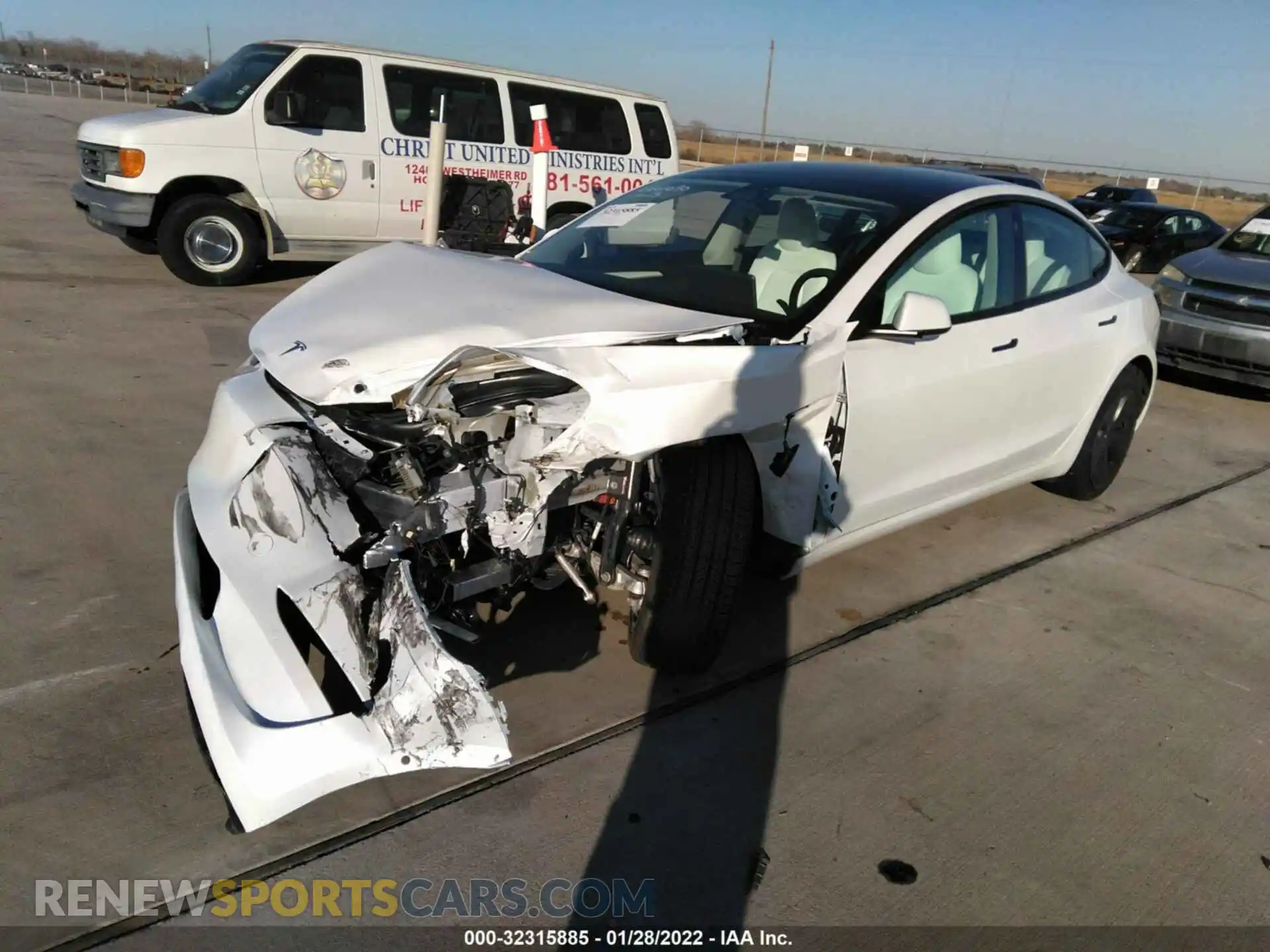 2 Photograph of a damaged car 5YJ3E1EB0NF127984 TESLA MODEL 3 2022