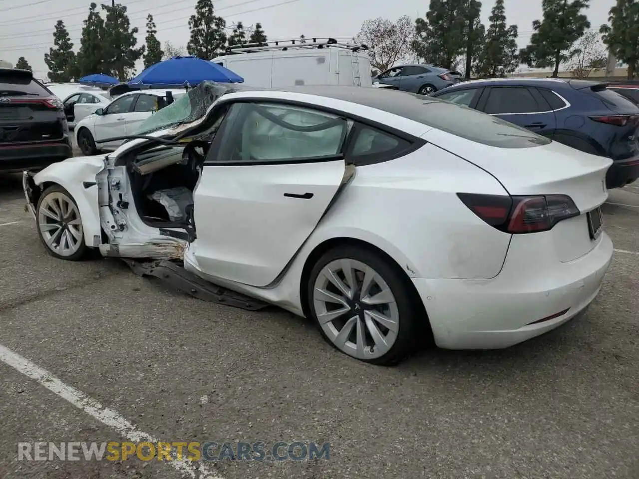 2 Photograph of a damaged car 5YJ3E1EB0NF142551 TESLA MODEL 3 2022