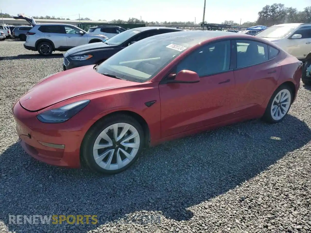 1 Photograph of a damaged car 5YJ3E1EB0NF349666 TESLA MODEL 3 2022