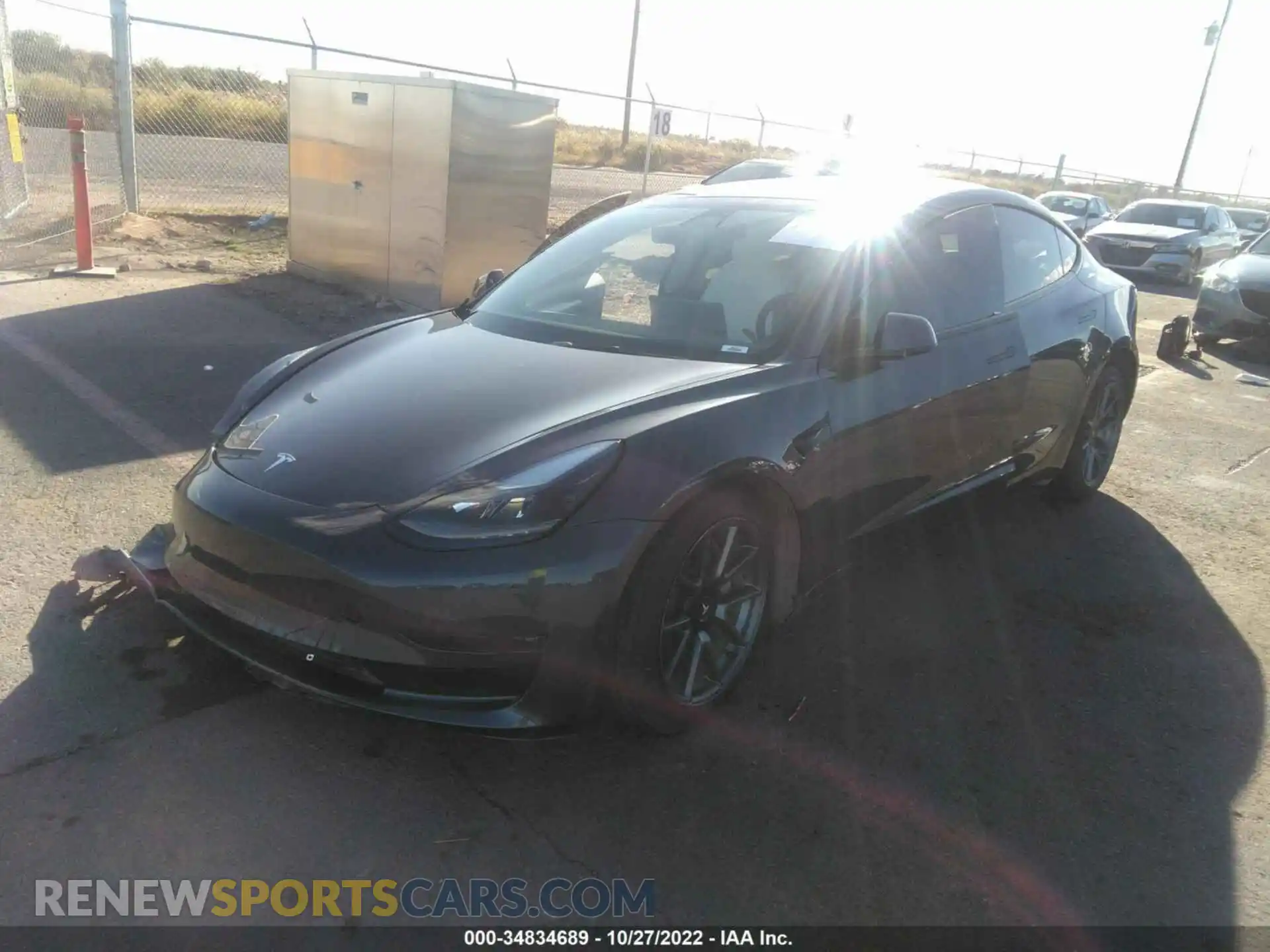 2 Photograph of a damaged car 5YJ3E1EB1NF125693 TESLA MODEL 3 2022