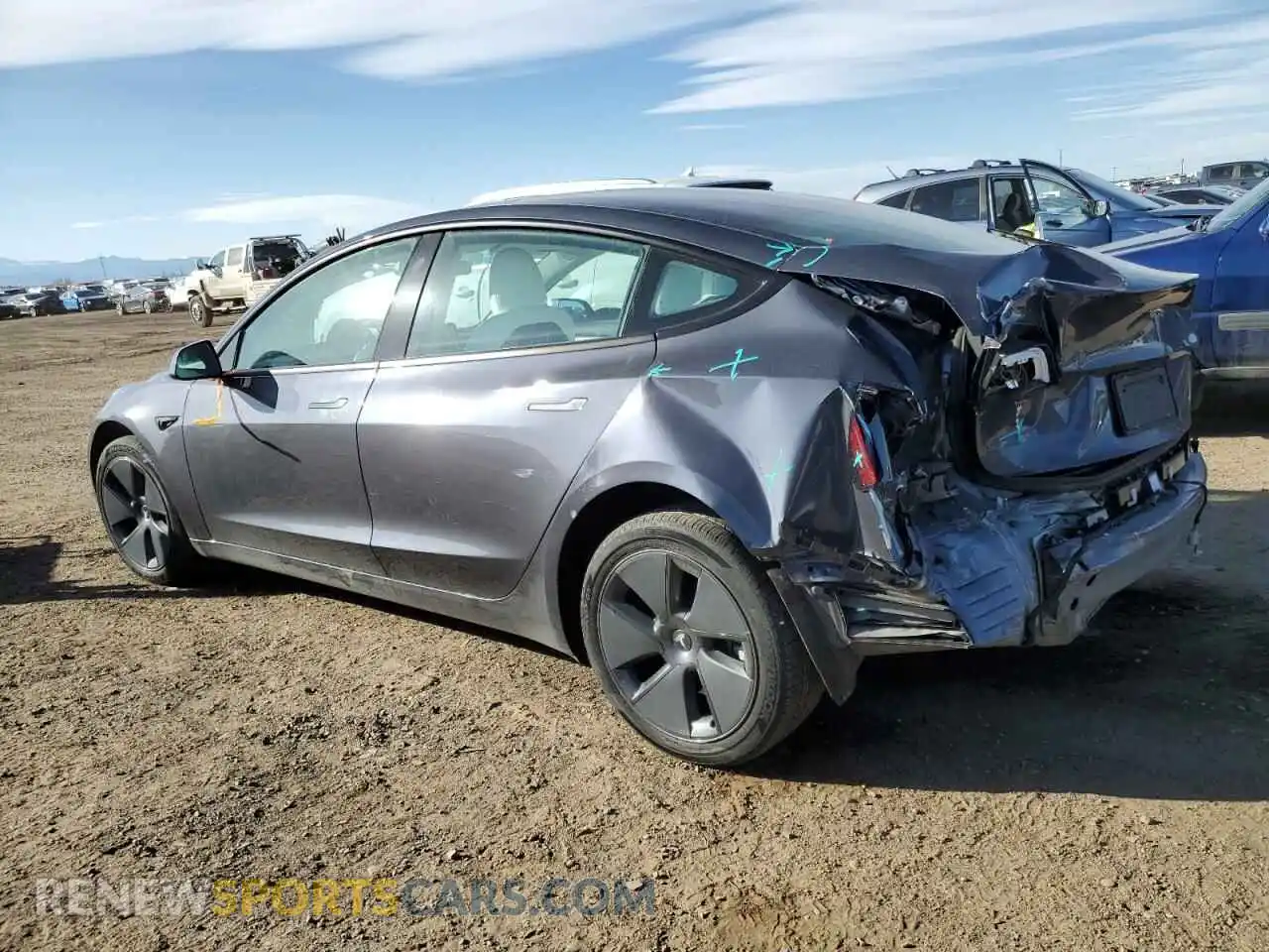 2 Photograph of a damaged car 5YJ3E1EB1NF270328 TESLA MODEL 3 2022