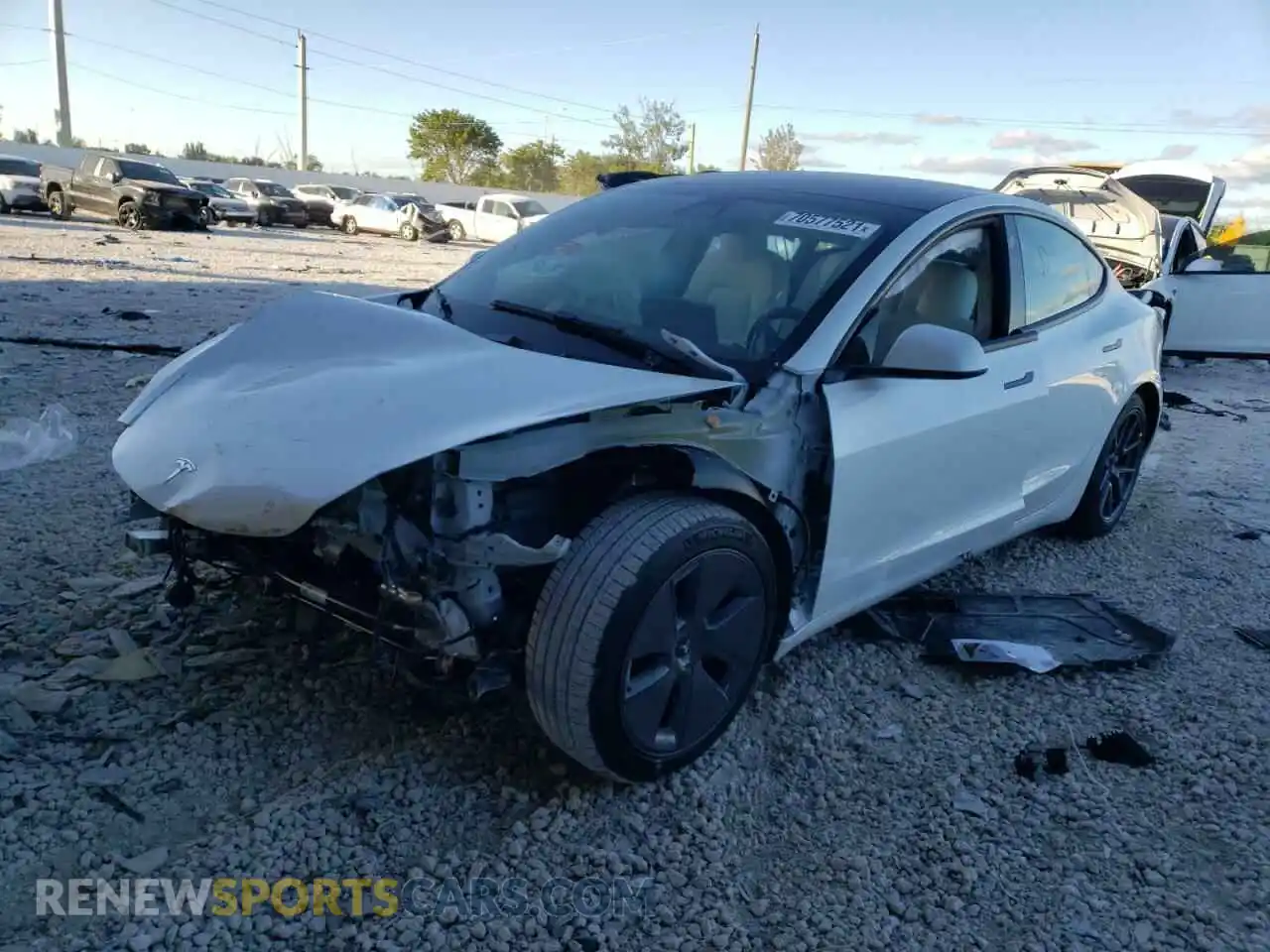 2 Photograph of a damaged car 5YJ3E1EB2NF103444 TESLA MODEL 3 2022