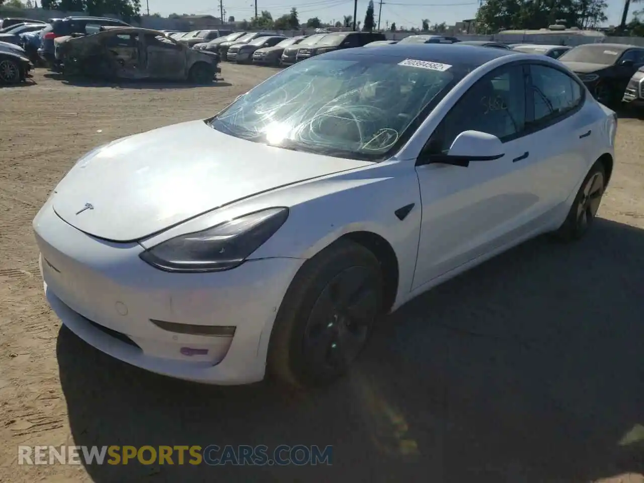 2 Photograph of a damaged car 5YJ3E1EB2NF121703 TESLA MODEL 3 2022