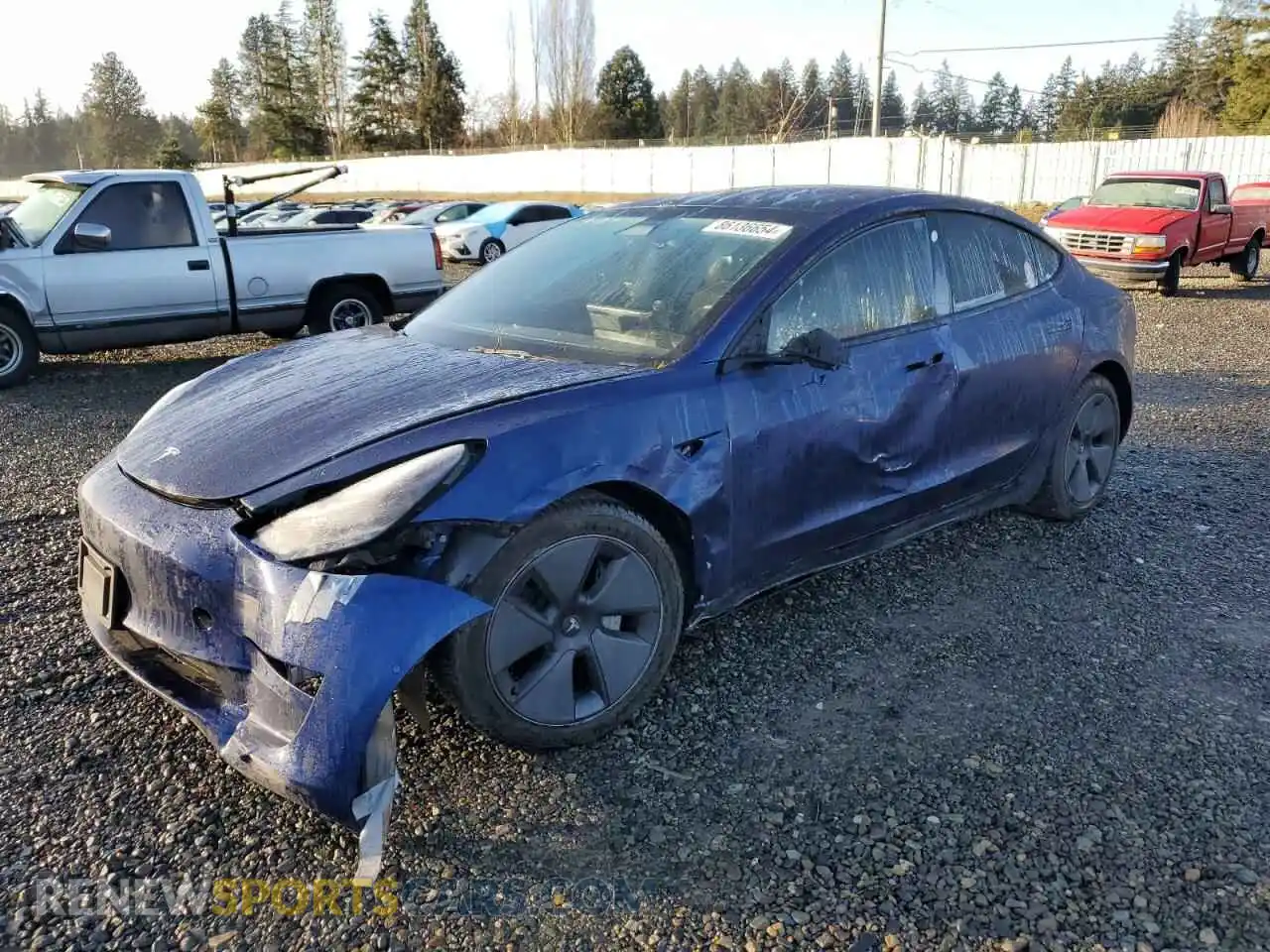 1 Photograph of a damaged car 5YJ3E1EB2NF129526 TESLA MODEL 3 2022