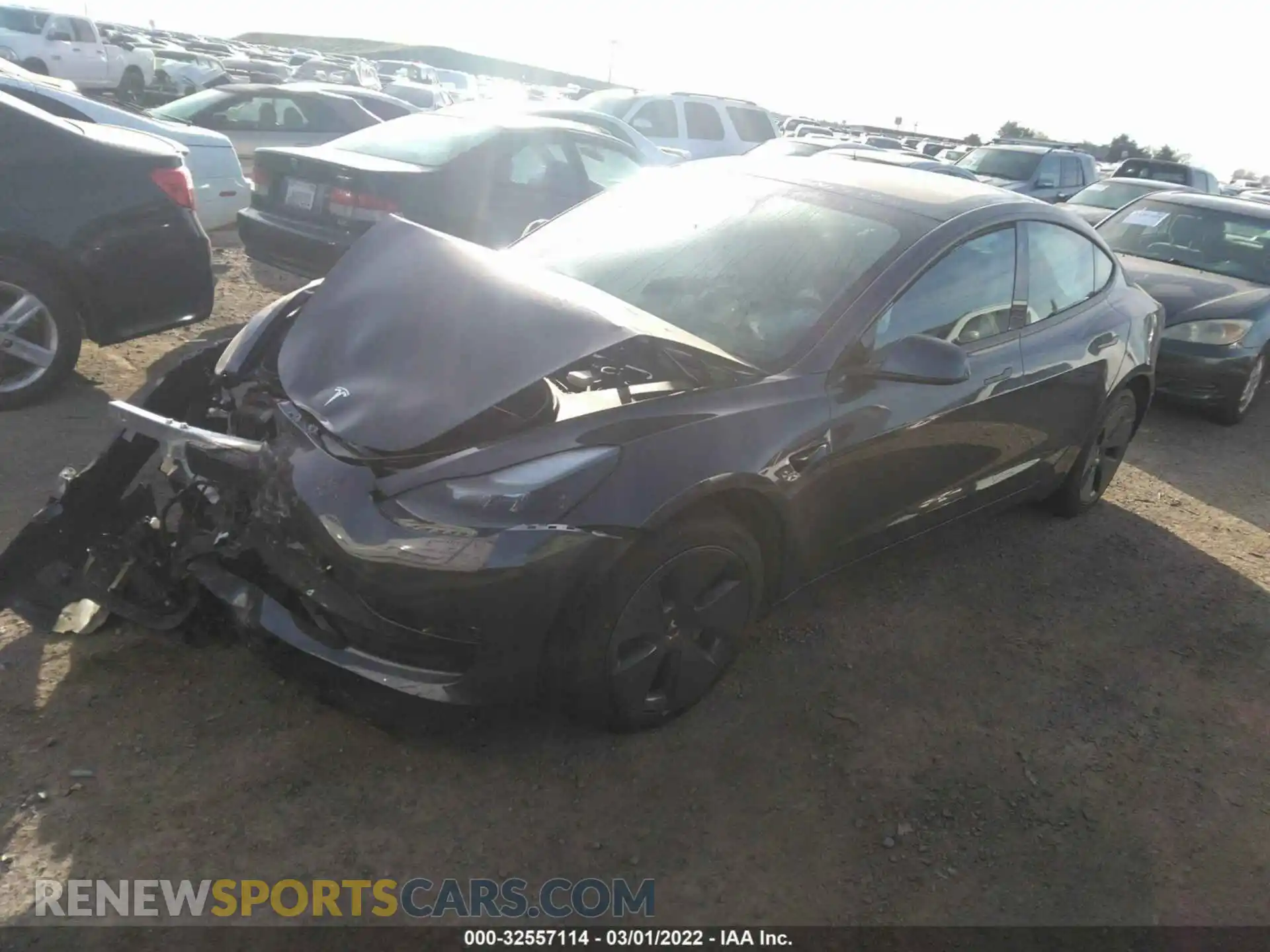 2 Photograph of a damaged car 5YJ3E1EB2NF130725 TESLA MODEL 3 2022