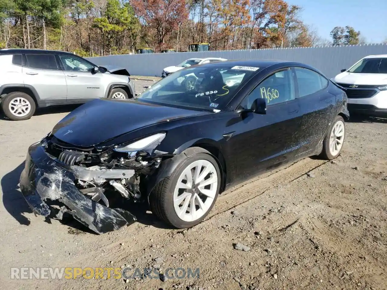 2 Photograph of a damaged car 5YJ3E1EB2NF186468 TESLA MODEL 3 2022
