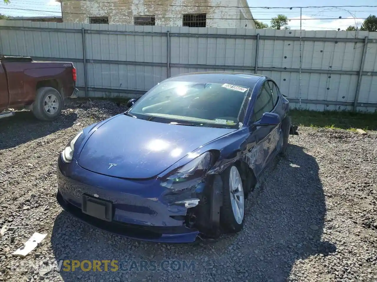 2 Photograph of a damaged car 5YJ3E1EB2NF187538 TESLA MODEL 3 2022