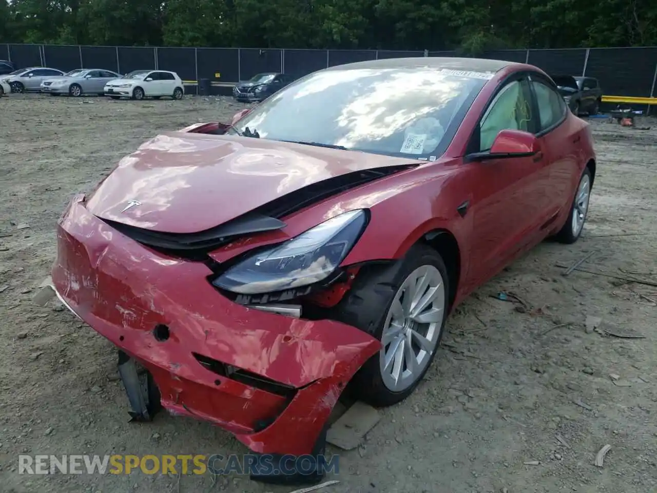 2 Photograph of a damaged car 5YJ3E1EB2NF187961 TESLA MODEL 3 2022