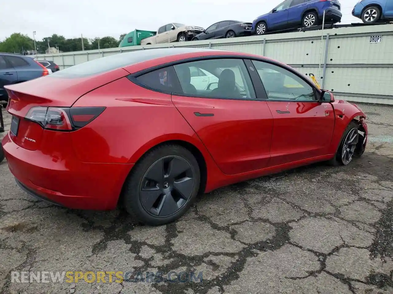 3 fotografías del automóvil dañado 5YJ3E1EB2NF193744 TESLA MODEL 3 2022