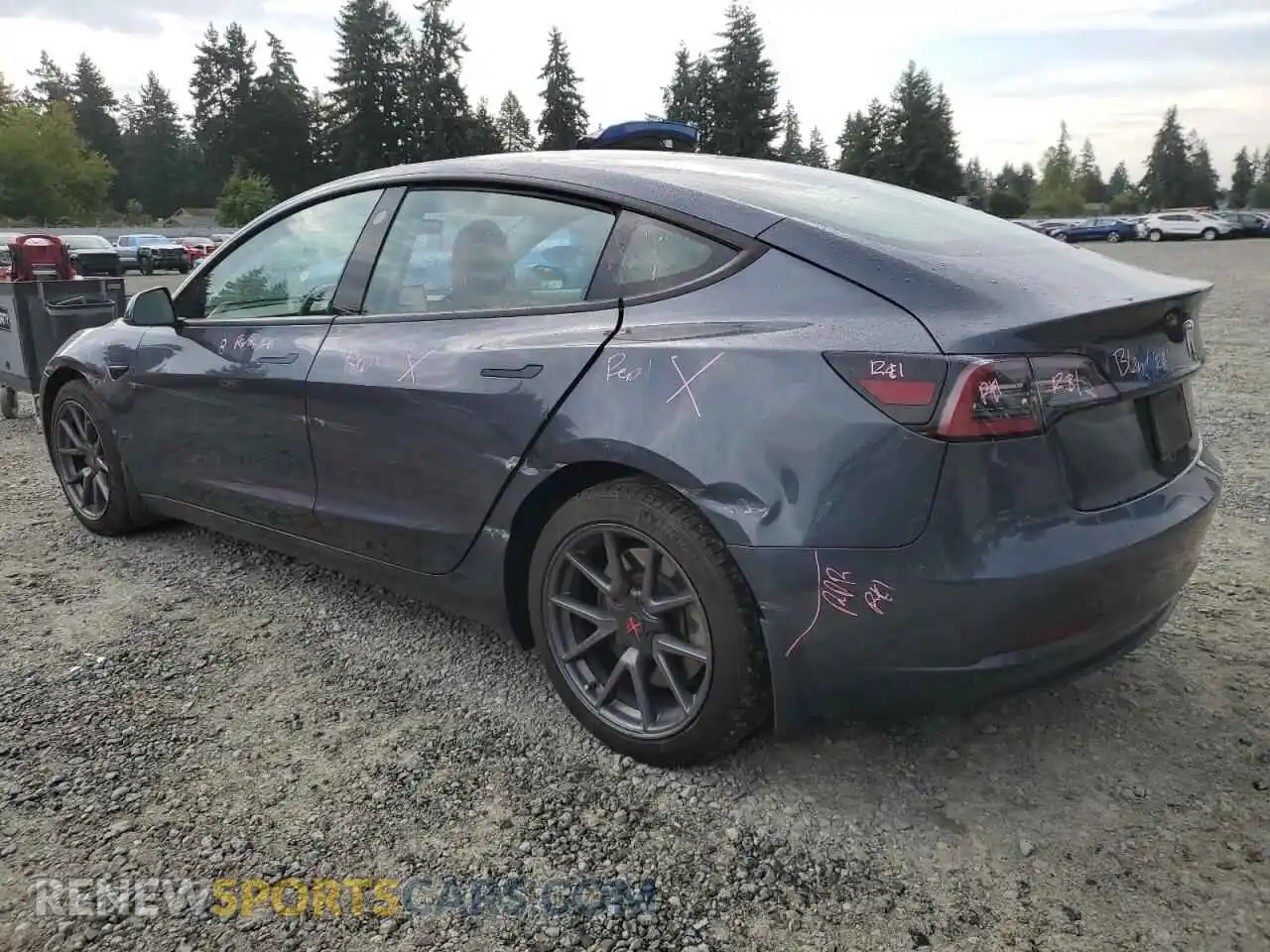 2 Photograph of a damaged car 5YJ3E1EB2NF195137 TESLA MODEL 3 2022