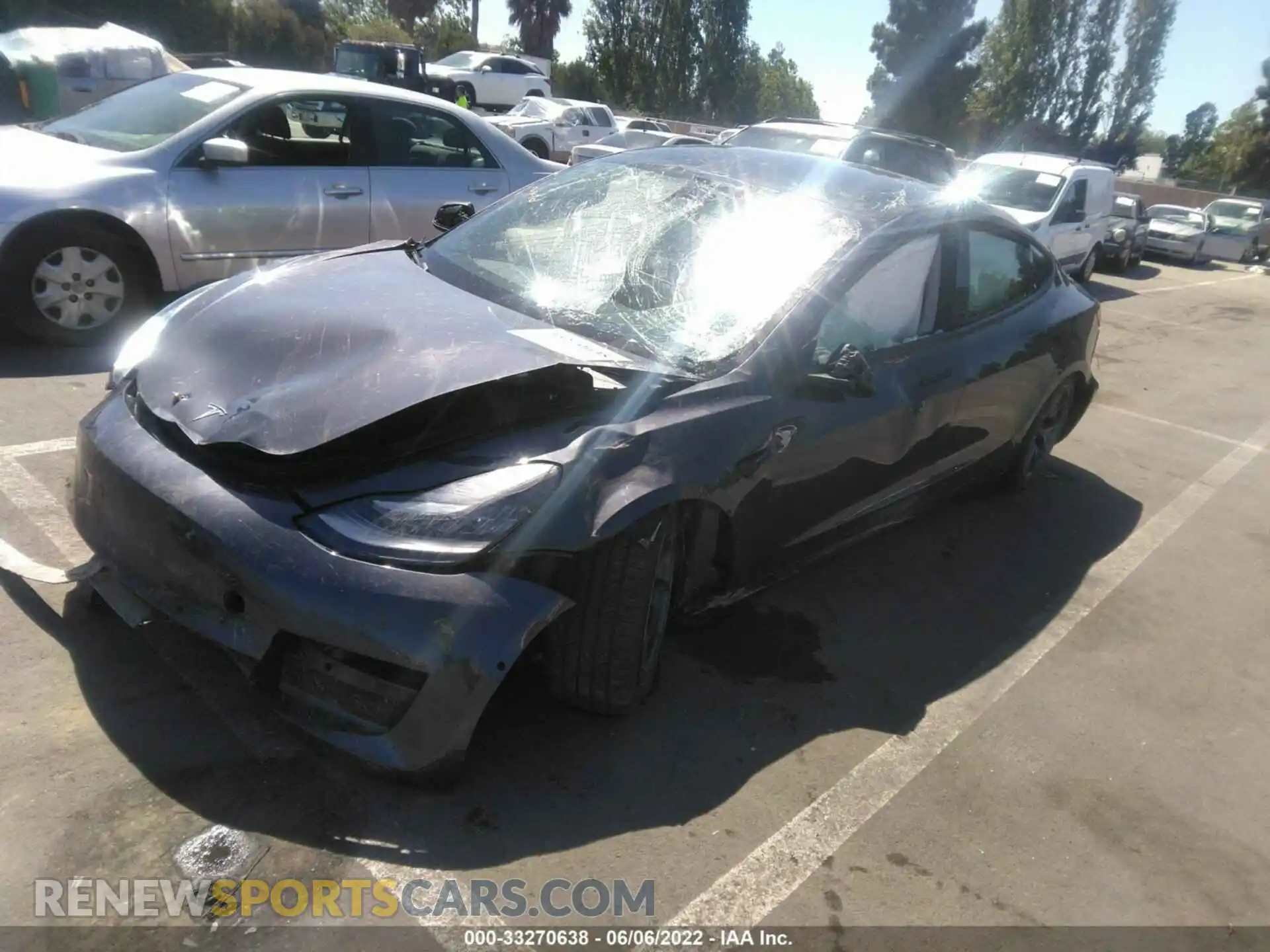 2 Photograph of a damaged car 5YJ3E1EB2NF244465 TESLA MODEL 3 2022