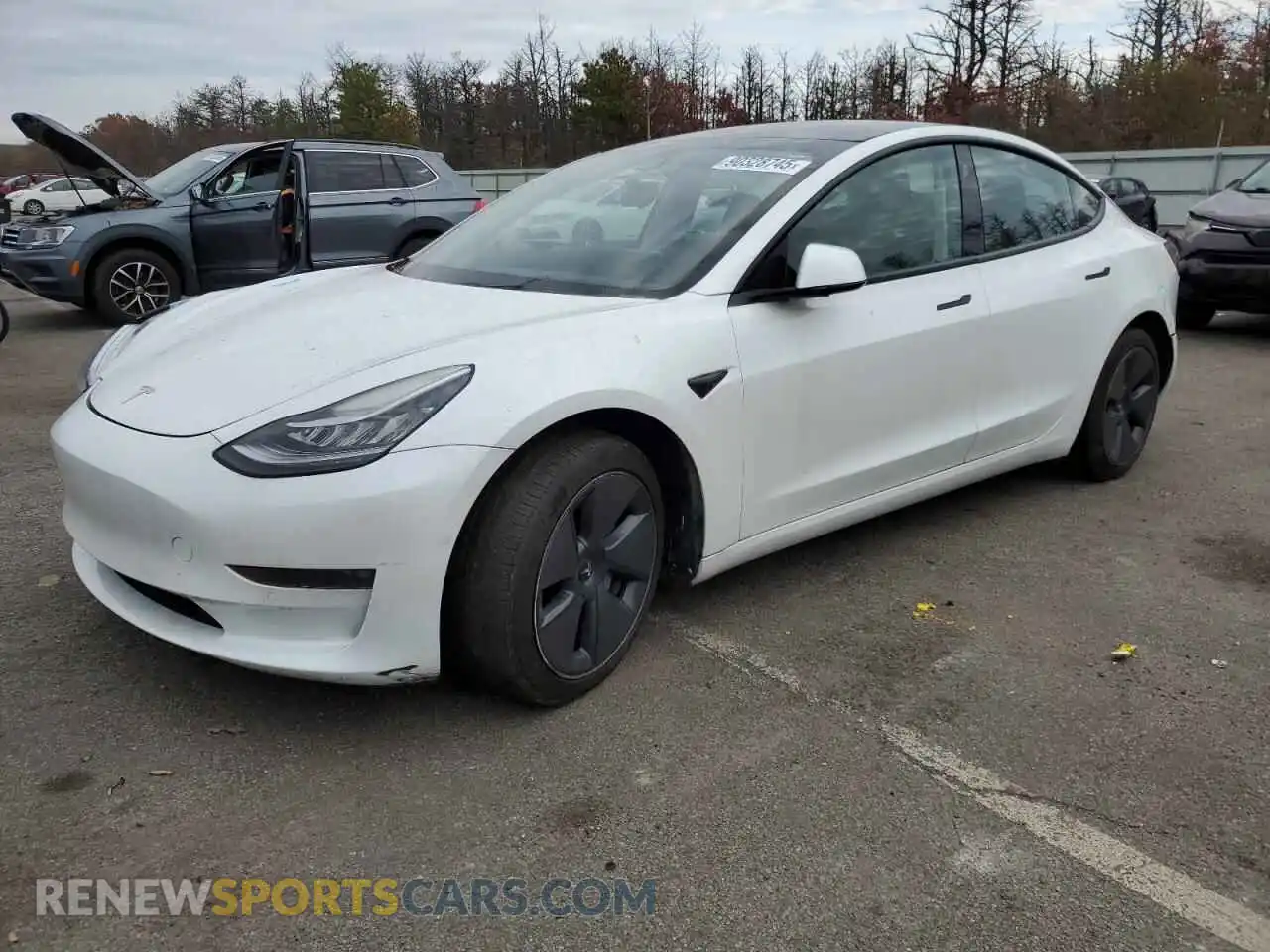 1 Photograph of a damaged car 5YJ3E1EB2NF258723 TESLA MODEL 3 2022