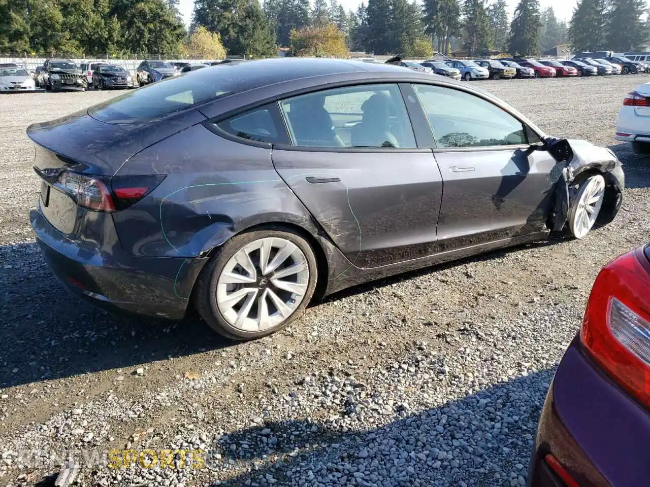 3 Photograph of a damaged car 5YJ3E1EB2NF361267 TESLA MODEL 3 2022