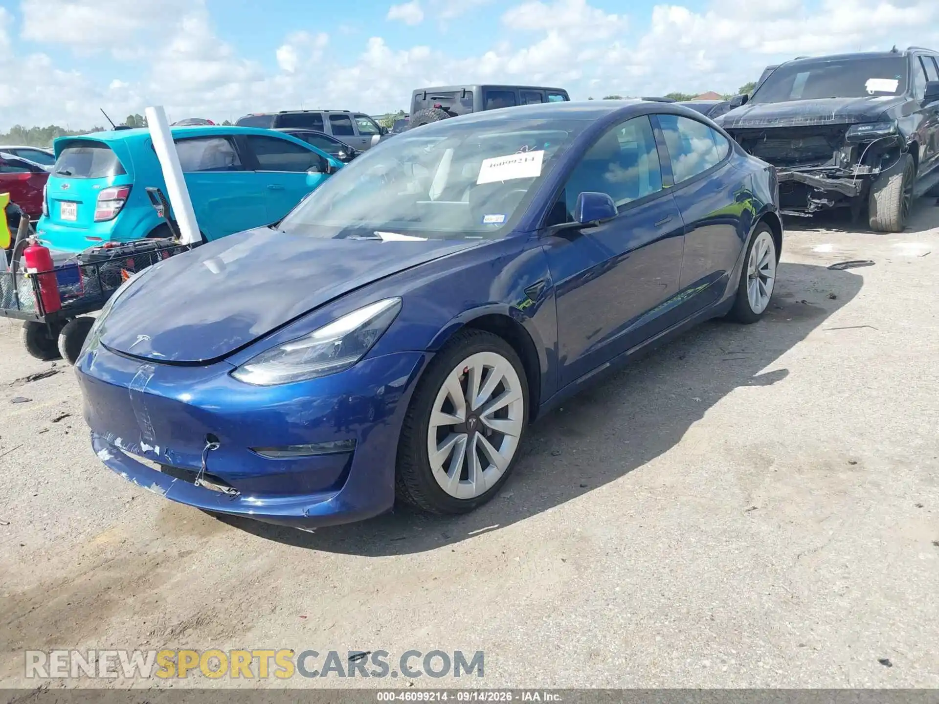 2 fotografías del automóvil dañado 5YJ3E1EB3NF188620 TESLA MODEL 3 2022