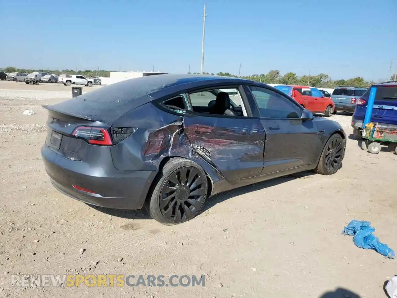 3 fotografías del automóvil dañado 5YJ3E1EB3NF249545 TESLA MODEL 3 2022