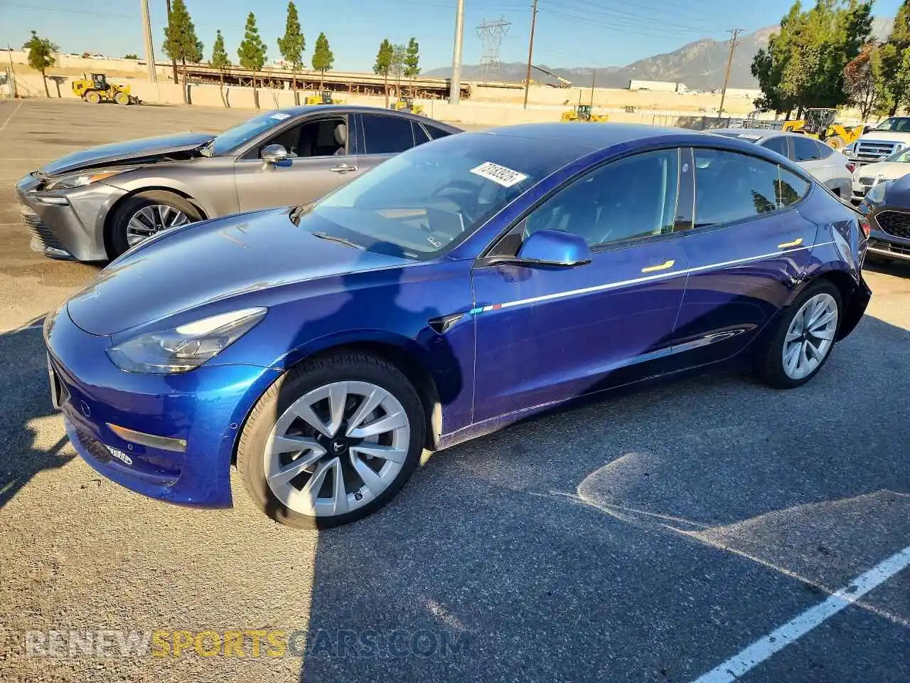 1 Photograph of a damaged car 5YJ3E1EB4NF142567 TESLA MODEL 3 2022