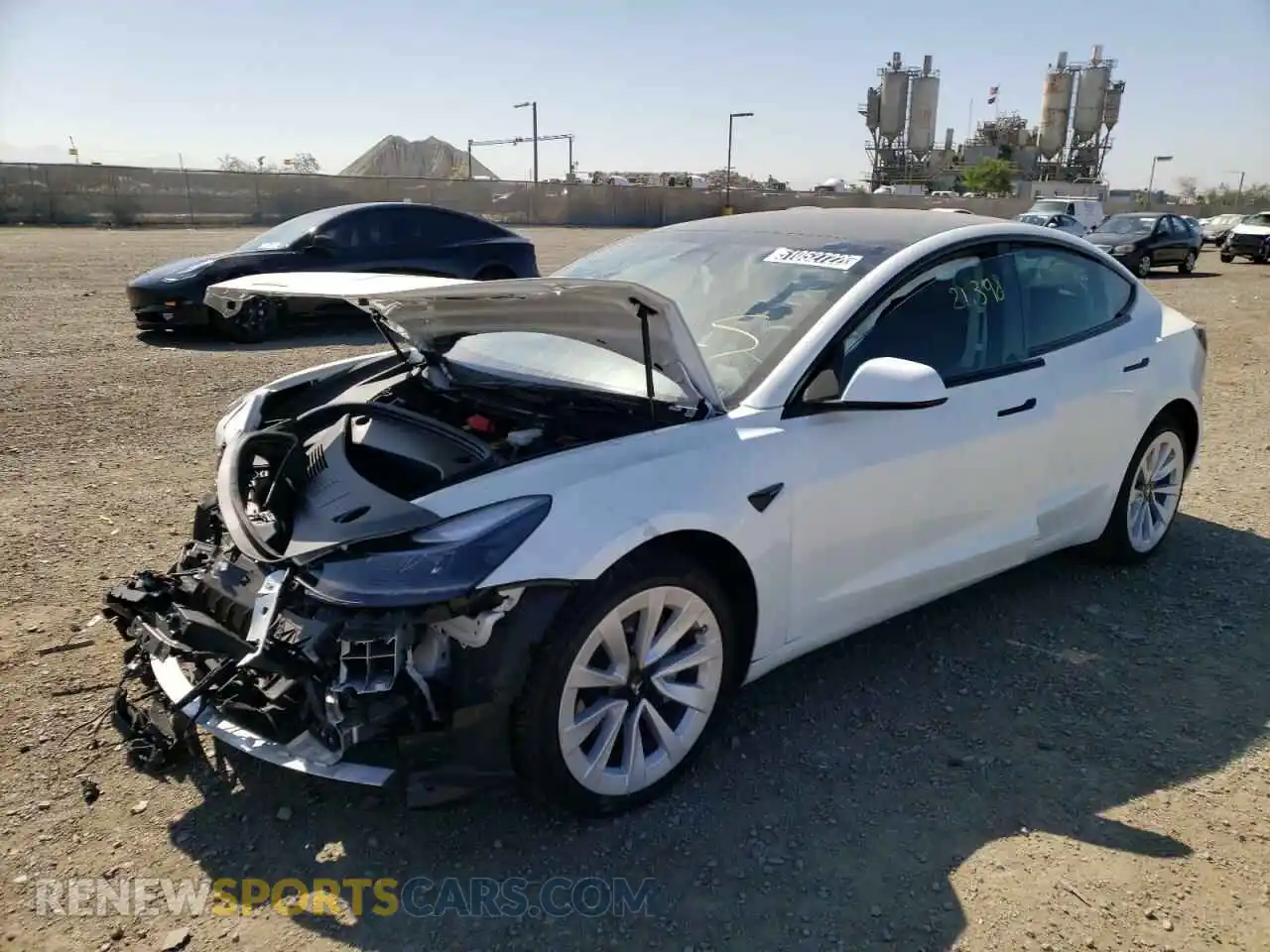 2 Photograph of a damaged car 5YJ3E1EB4NF143931 TESLA MODEL 3 2022