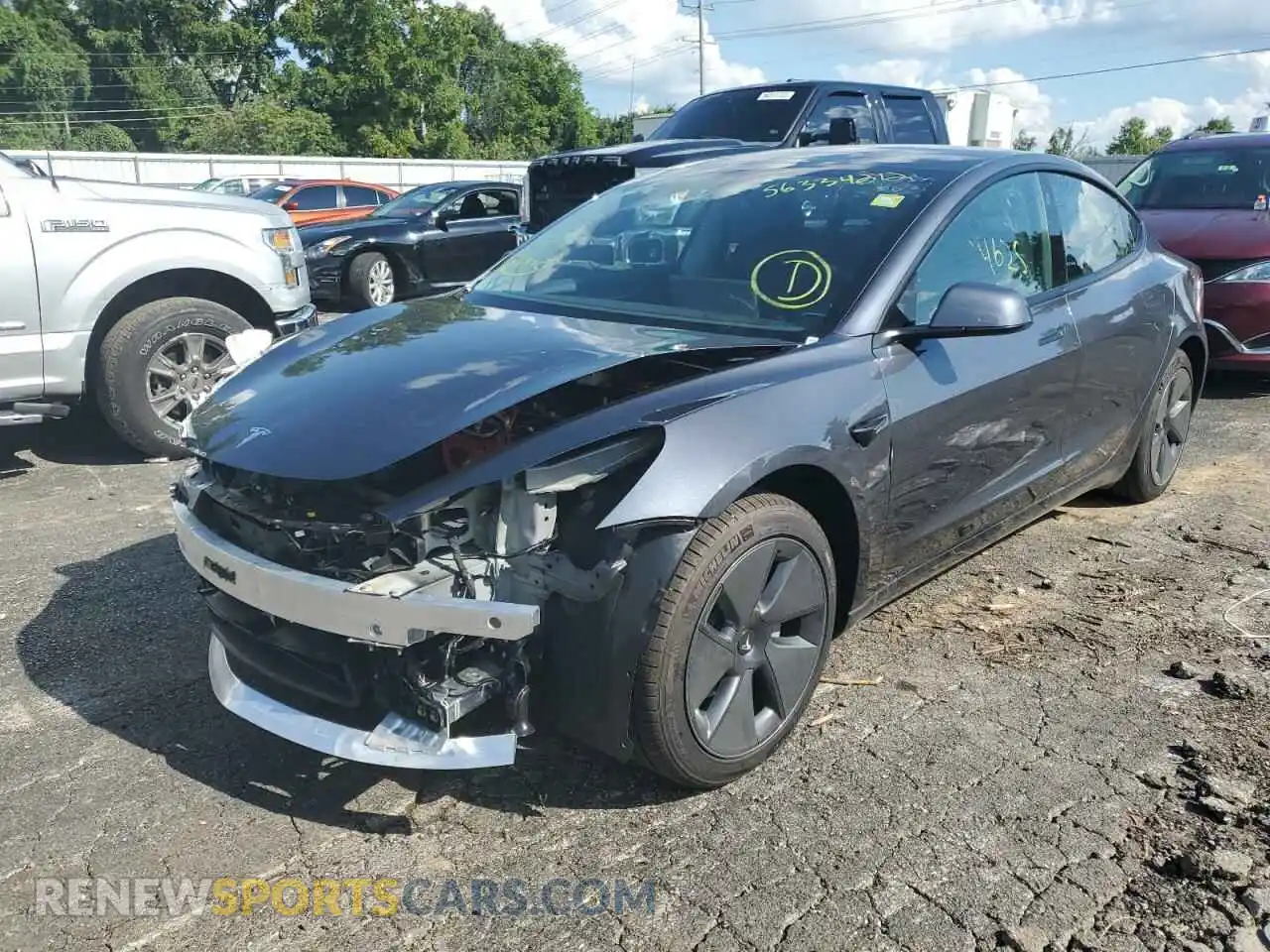 2 Photograph of a damaged car 5YJ3E1EB4NF190957 TESLA MODEL 3 2022